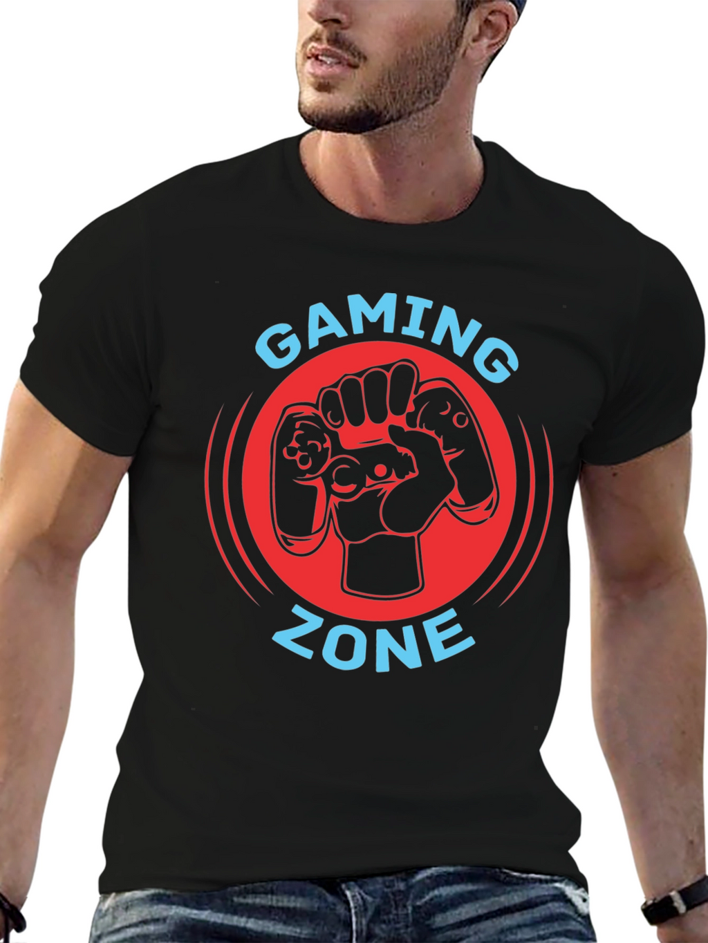 Gaming Zone Black T-Shirt - Gamer Controller Graphic Tee
