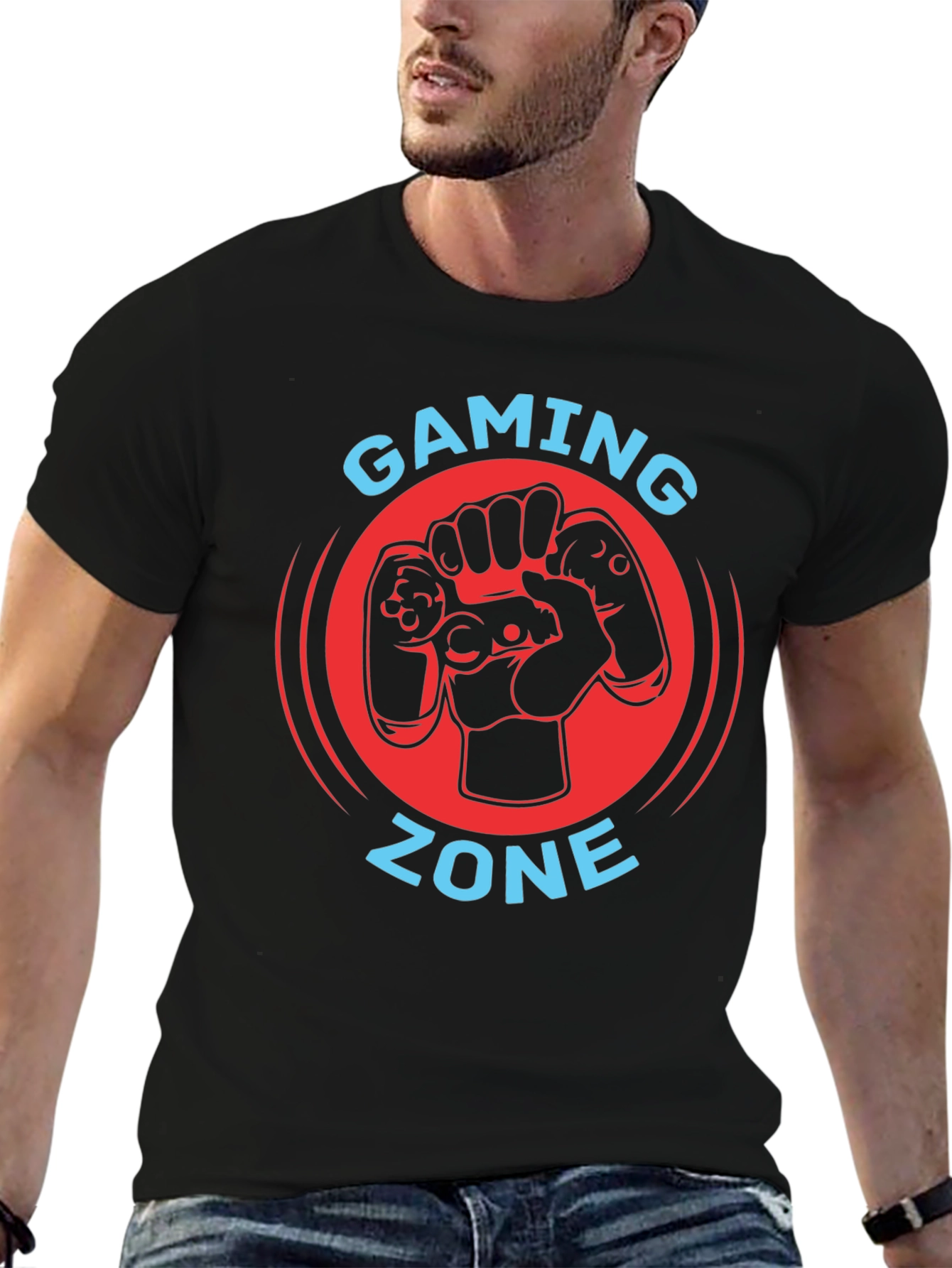 Gaming Zone Black T-Shirt - Gamer Controller Graphic Tee