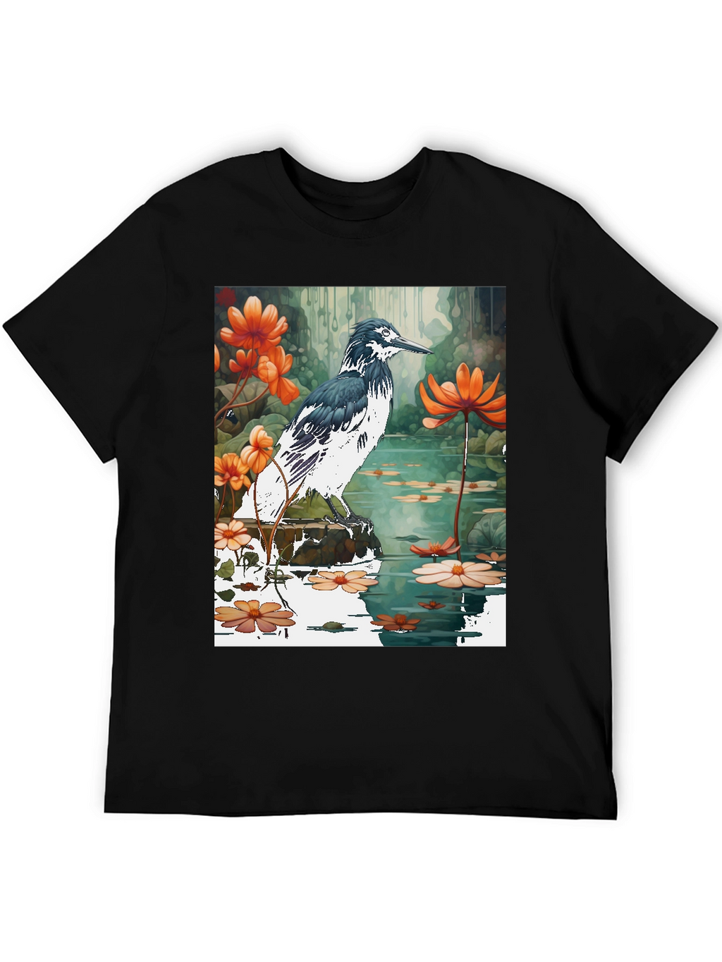 Bird & Floral Graphic T-Shirt
