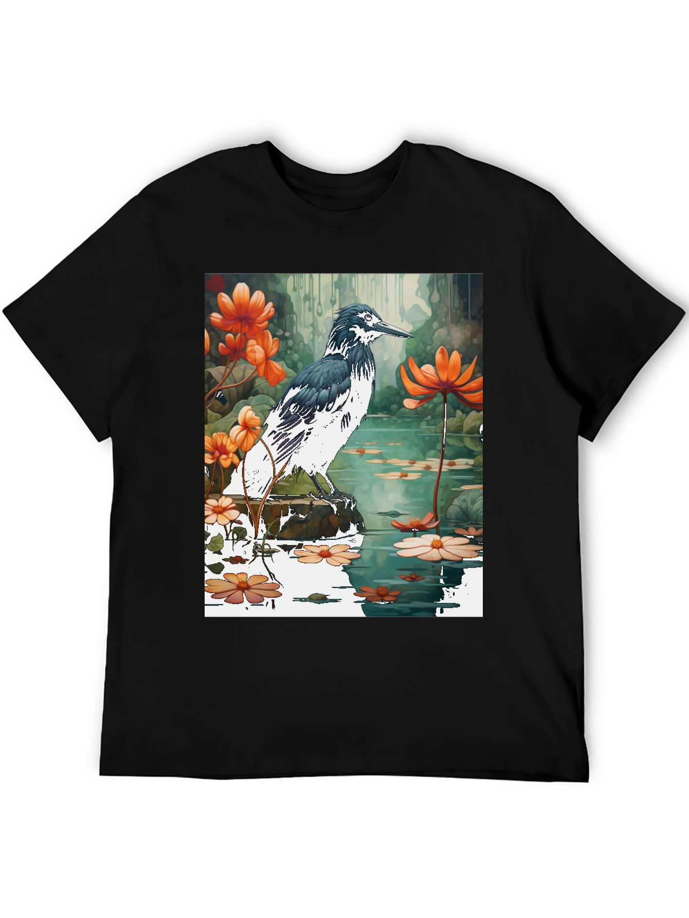 Bird & Floral Graphic T-Shirt