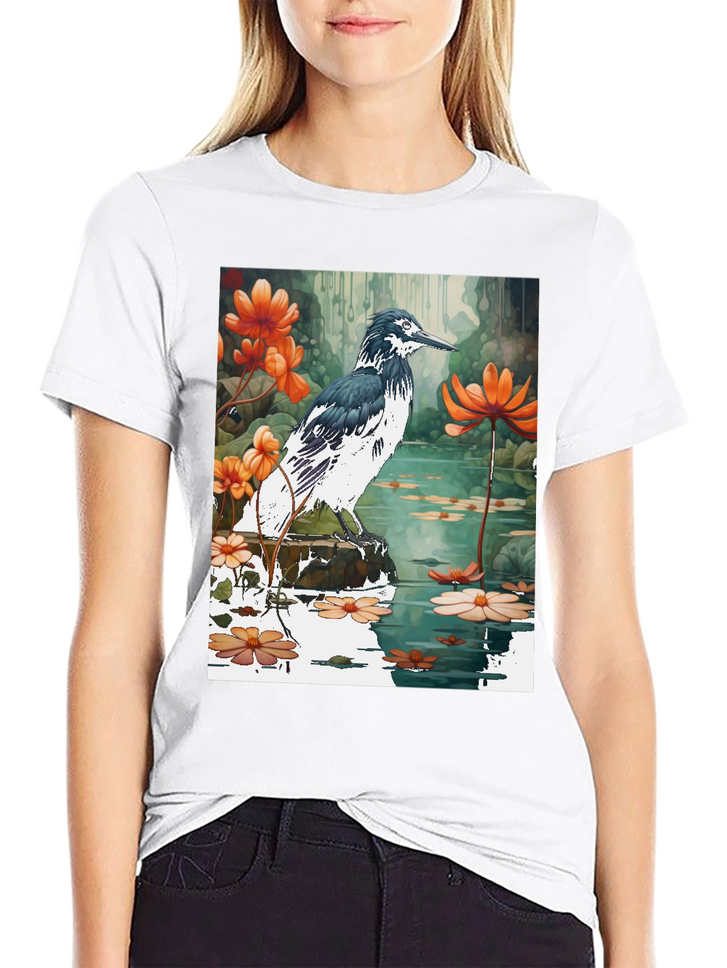 Bird & Floral Graphic T-Shirt