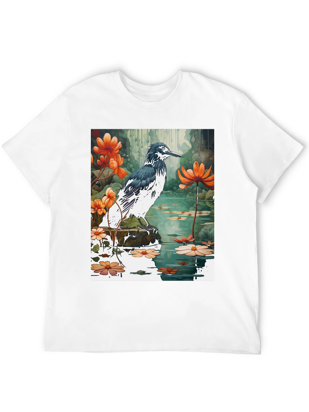 Bird & Floral Graphic T-Shirt