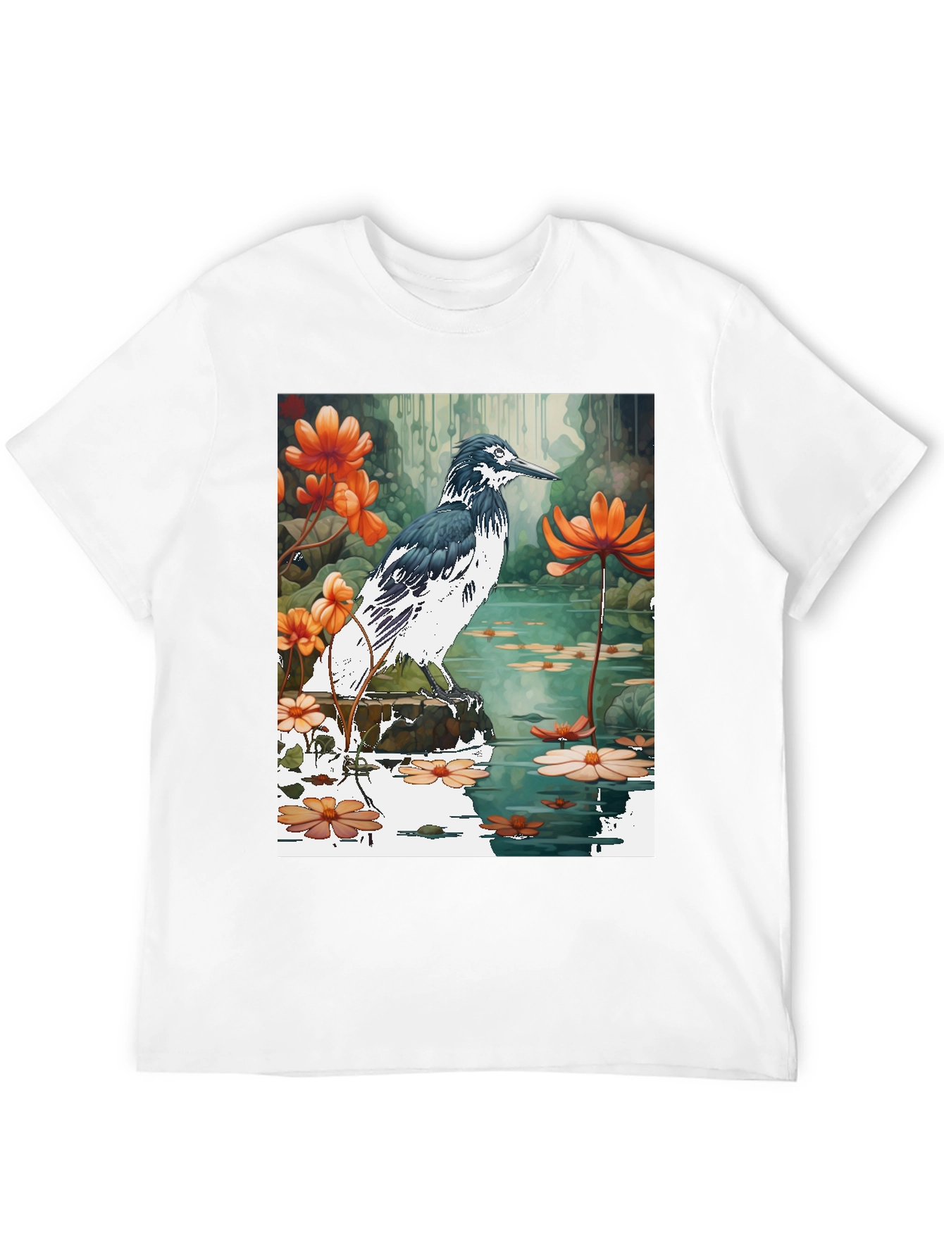 Bird & Floral Graphic T-Shirt