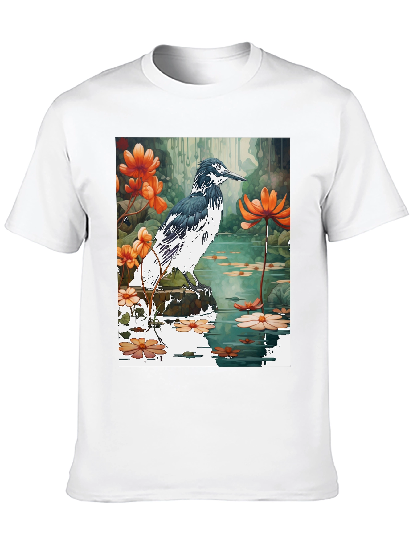 Bird & Floral Graphic T-Shirt