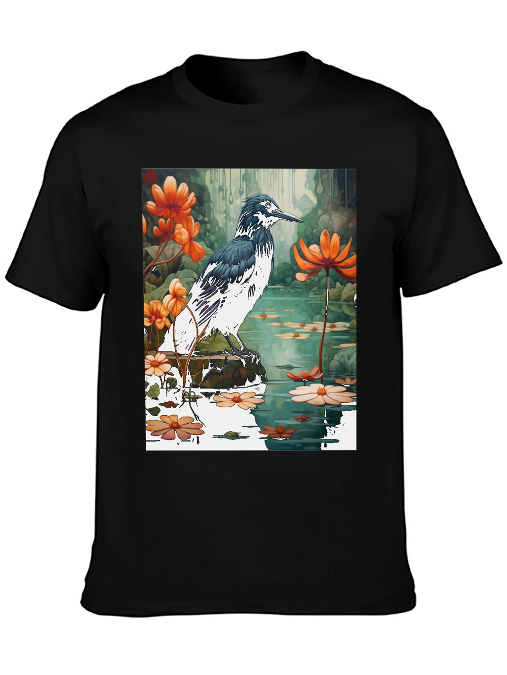 Bird & Floral Graphic T-Shirt