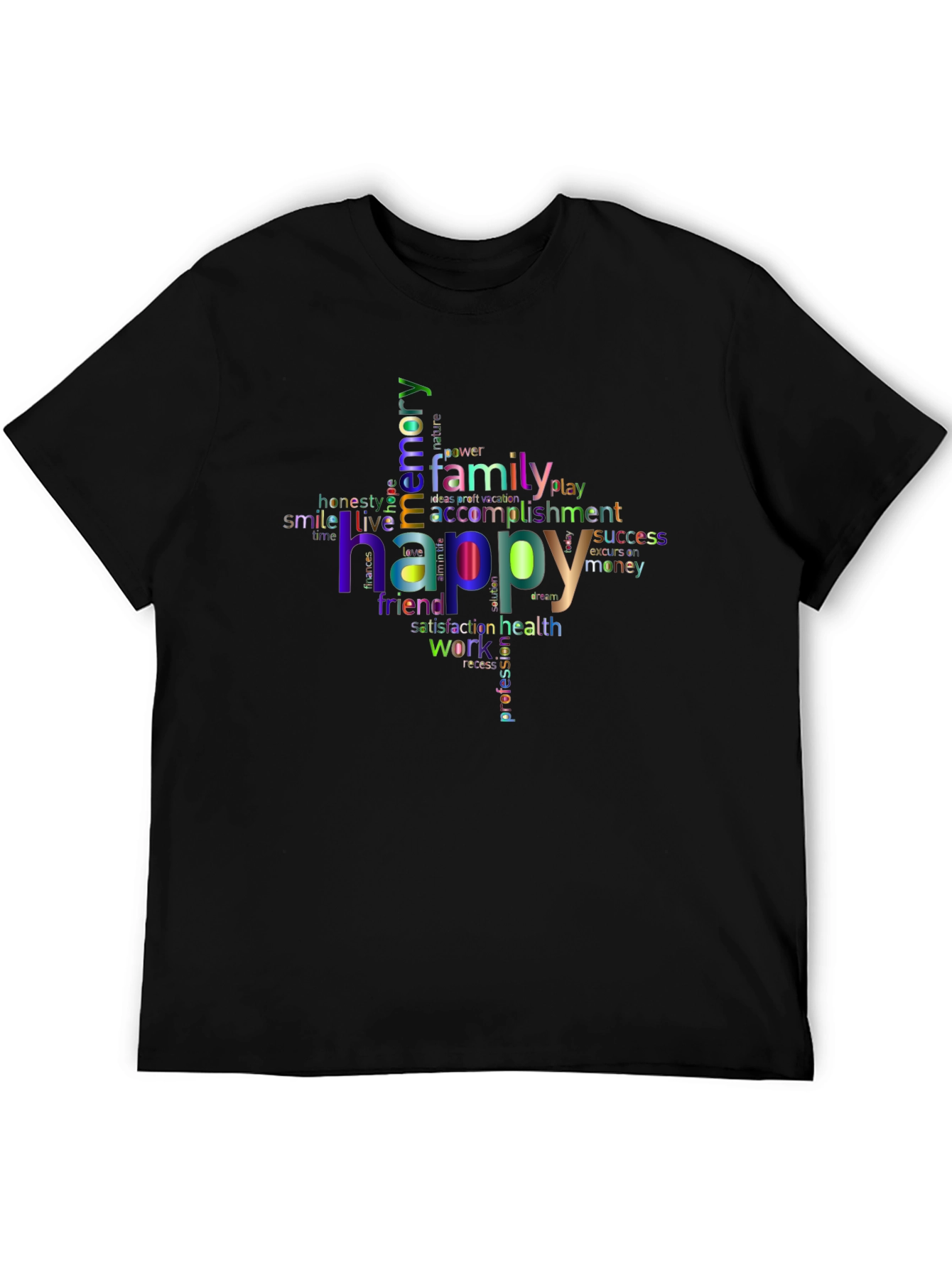 Happy Word Cloud T-Shirt - Positive Vibes