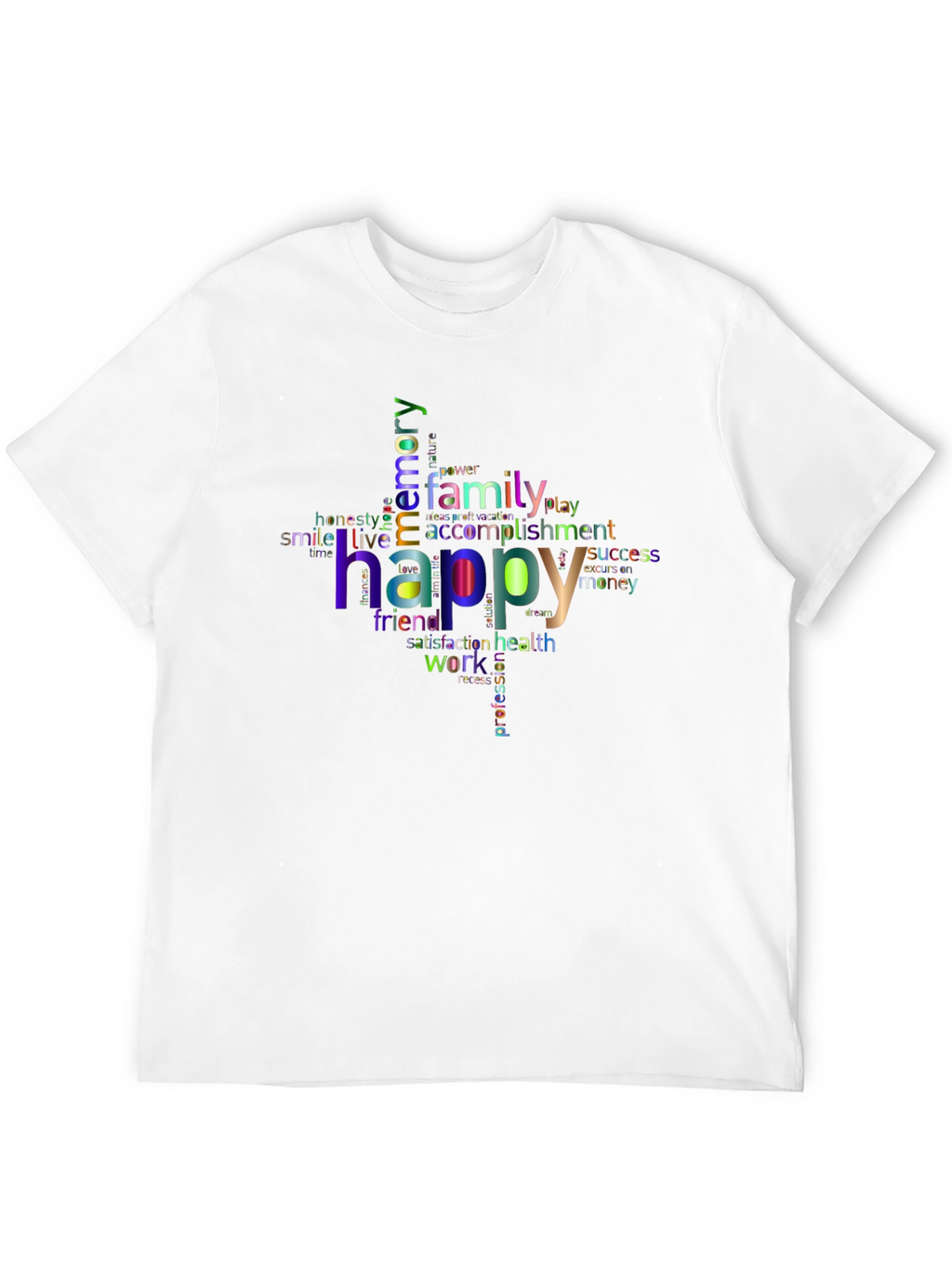 Happy Word Cloud T-Shirt - Positive Vibes