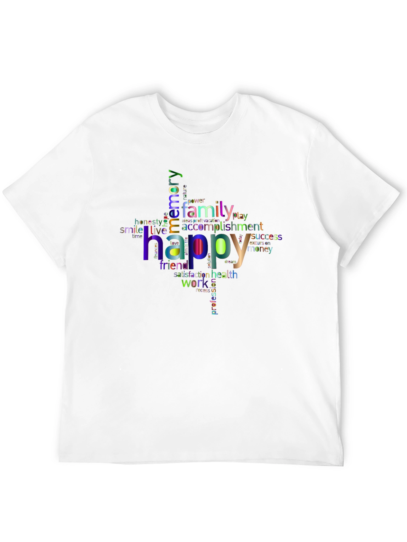 Happy Word Cloud T-Shirt - Positive Vibes
