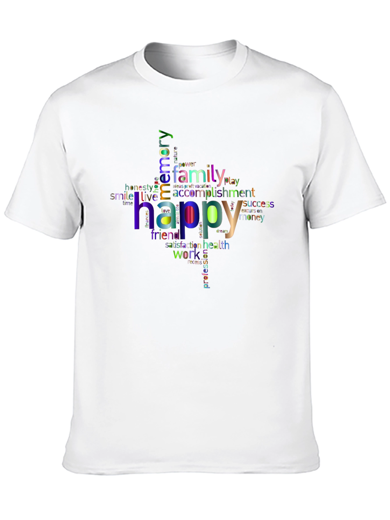 Happy Word Cloud T-Shirt - Positive Vibes