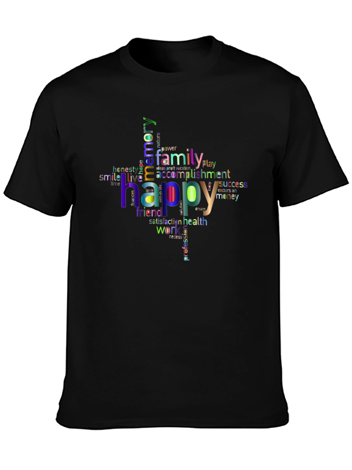 Happy Word Cloud T-Shirt - Positive Vibes