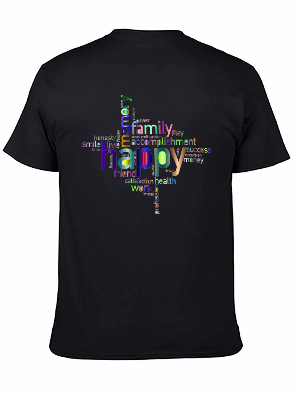 Happy Word Cloud T-Shirt - Positive Vibes
