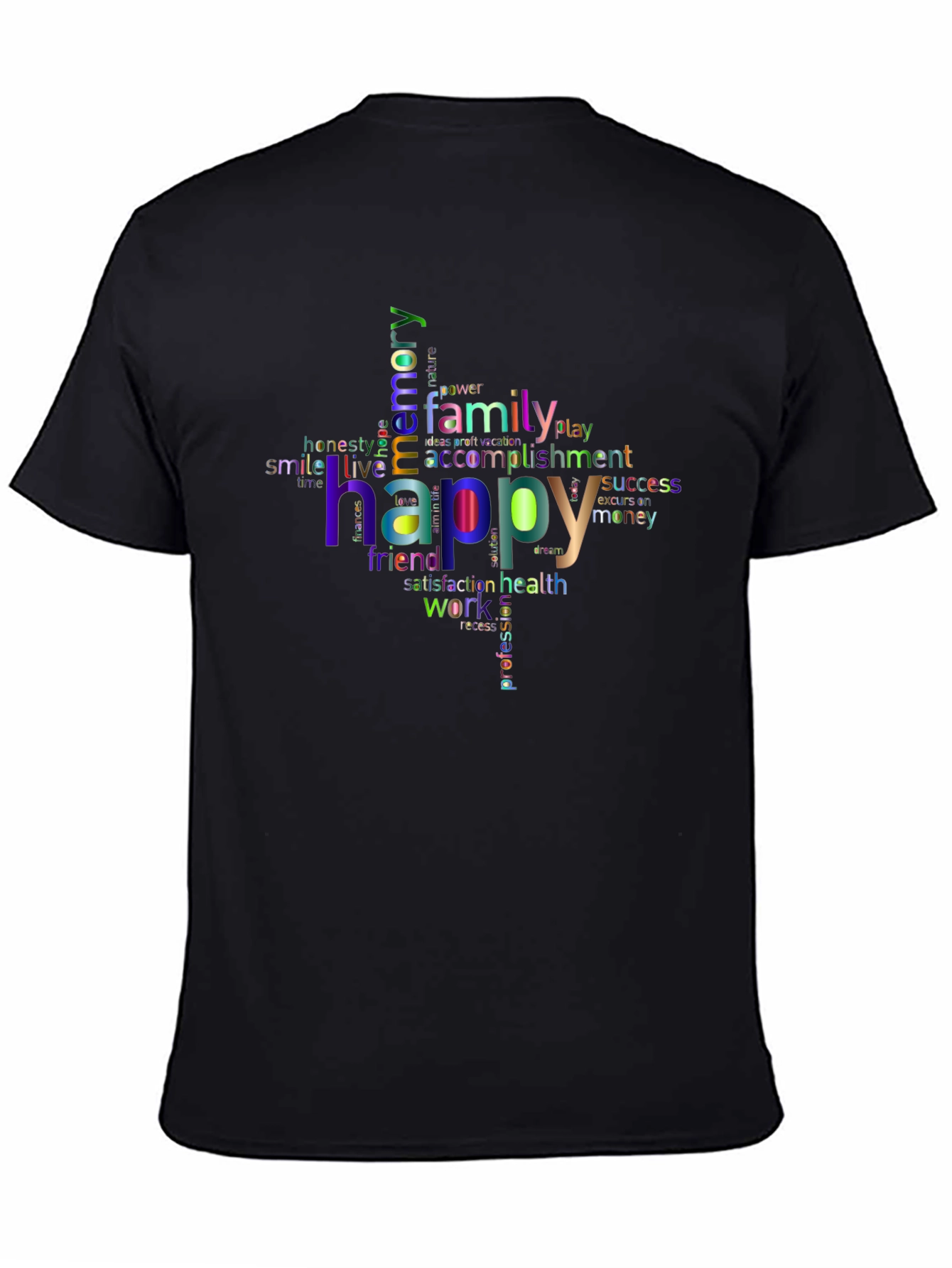 Happy Word Cloud T-Shirt - Positive Vibes