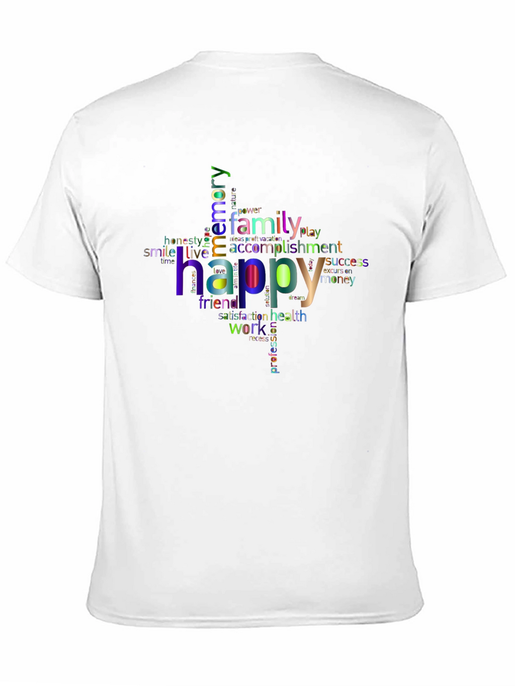 Happy Word Cloud T-Shirt - Positive Vibes