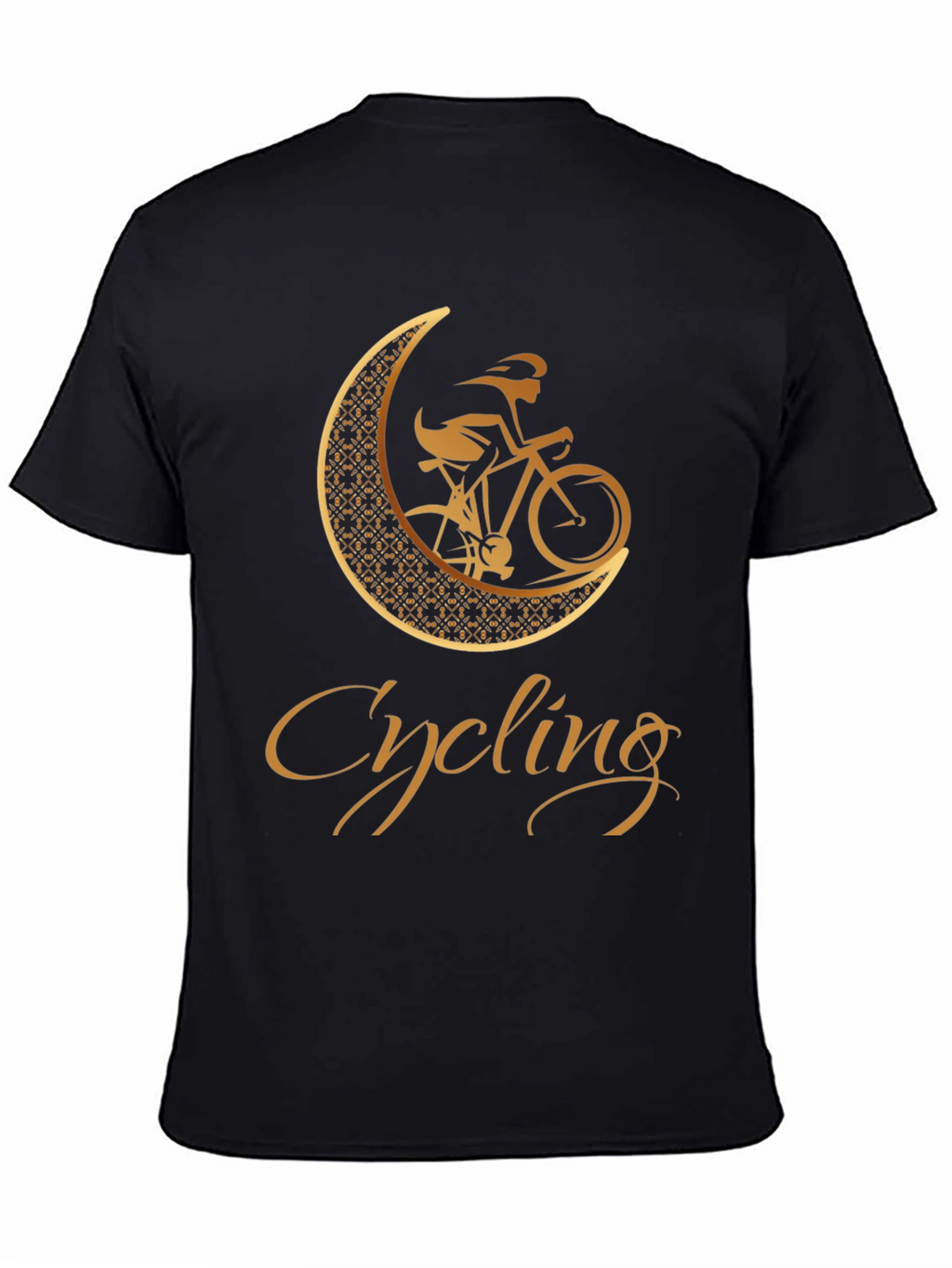 Cycling Moon Graphic Tee - Black Cotton Blend