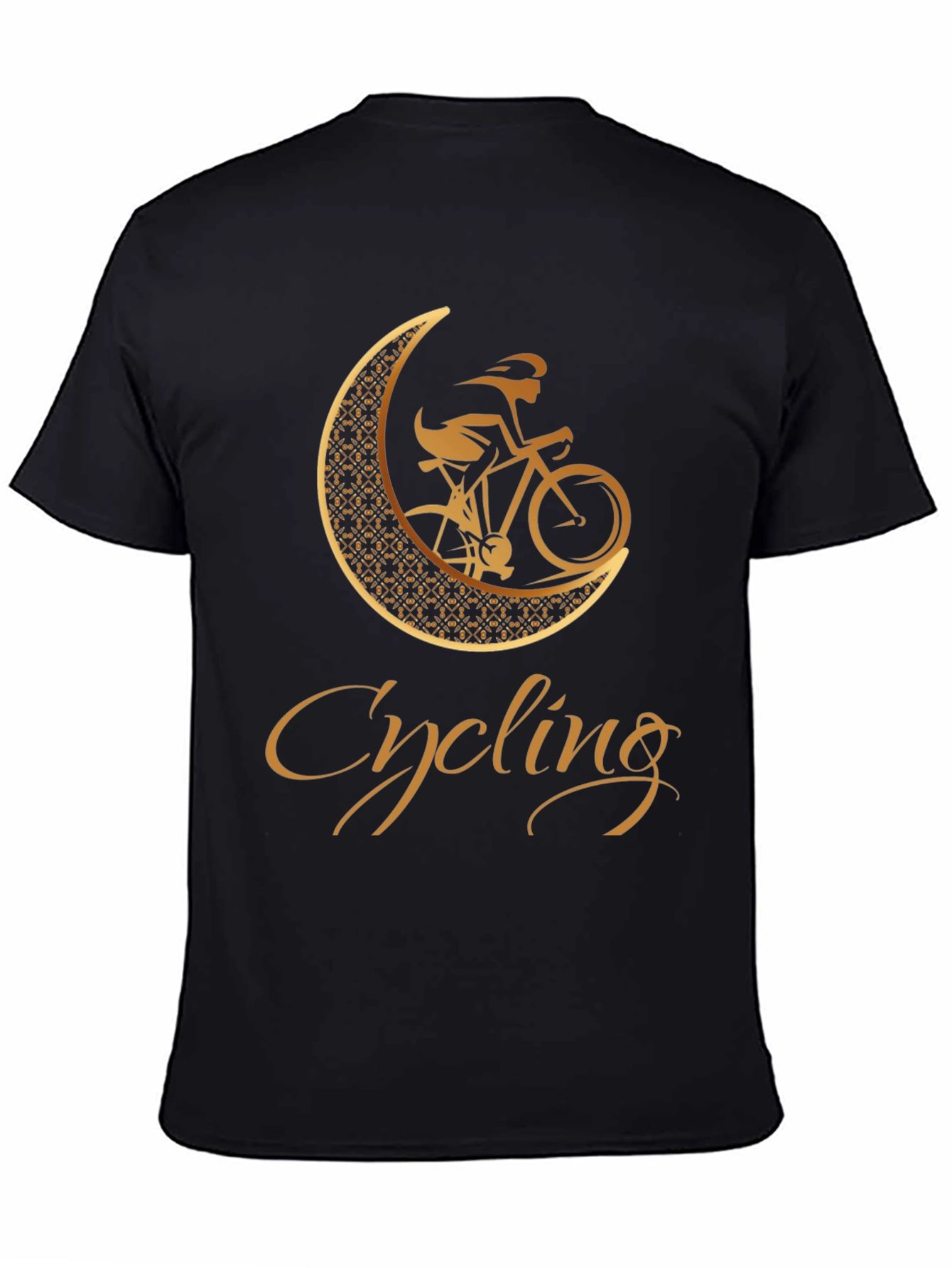Cycling Moon Graphic Tee - Black Cotton Blend