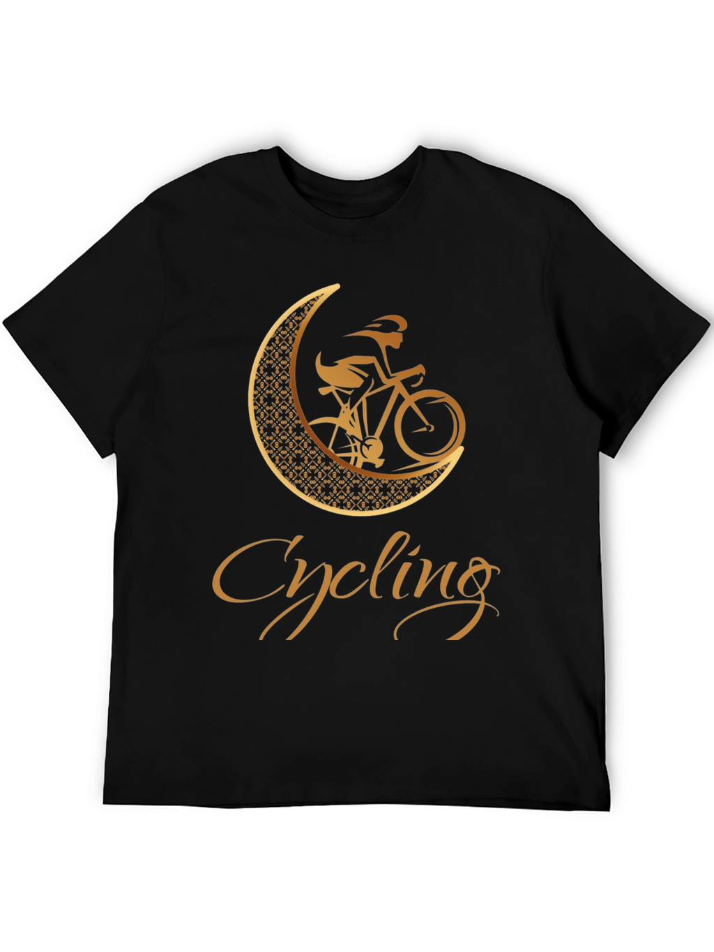 Cycling Moon Graphic Tee - Black Cotton Blend
