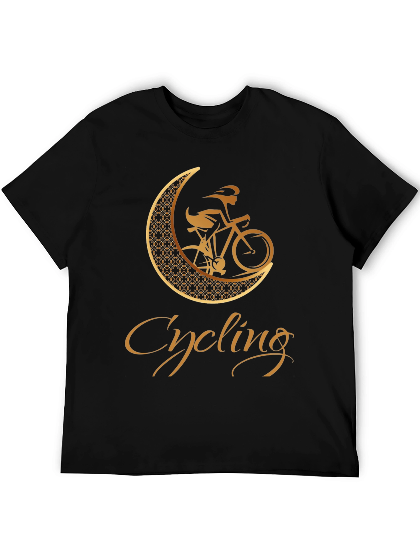 Cycling Moon Graphic Tee - Black Cotton Blend