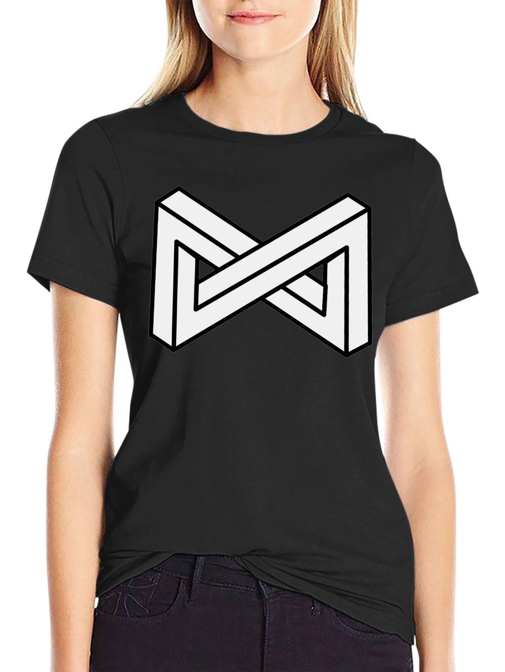 Impossible Shape Black T-Shirt - Optical Illusion Tee
