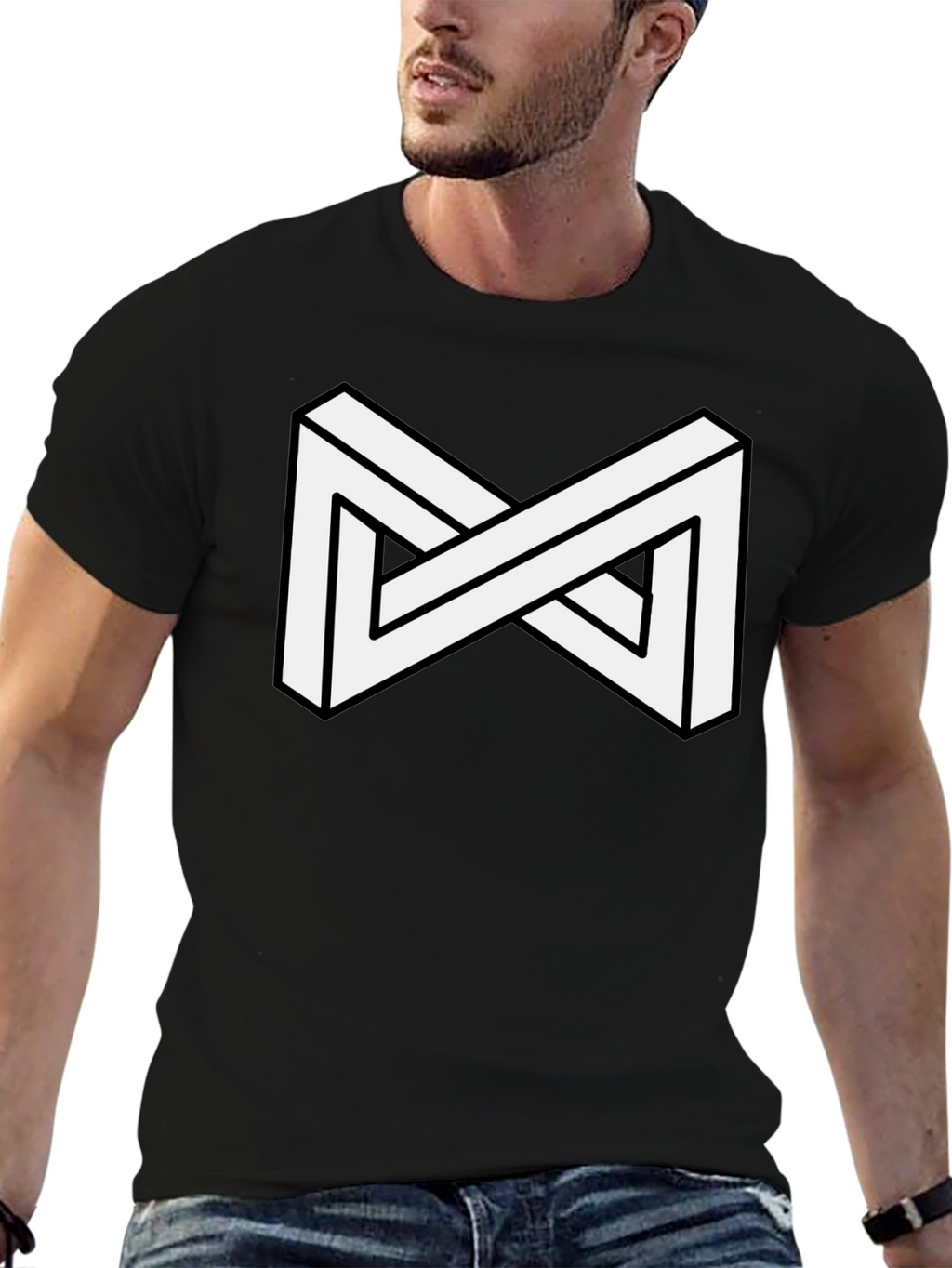 Impossible Shape Black T-Shirt - Optical Illusion Tee
