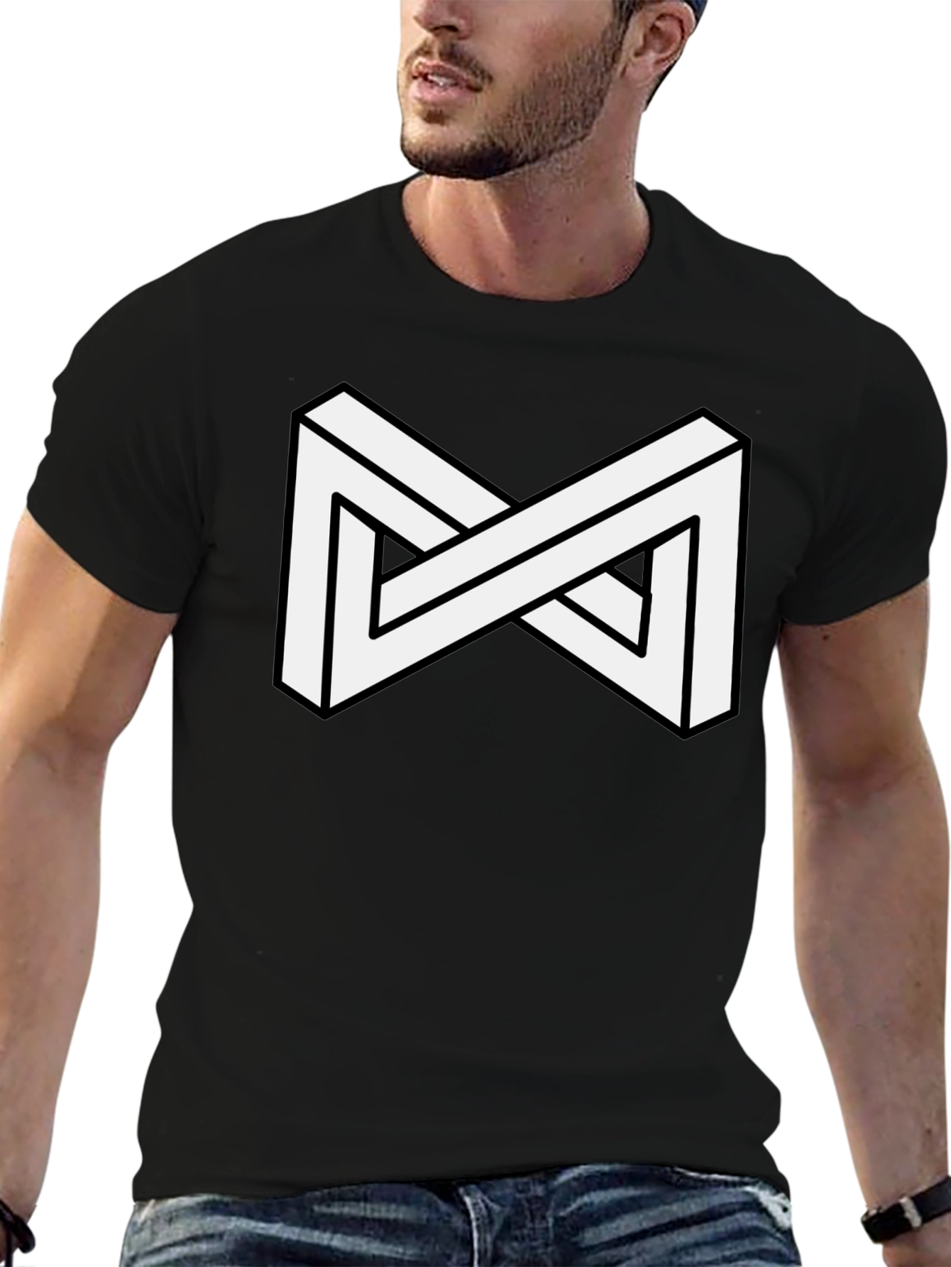 Impossible Shape Black T-Shirt - Optical Illusion Tee