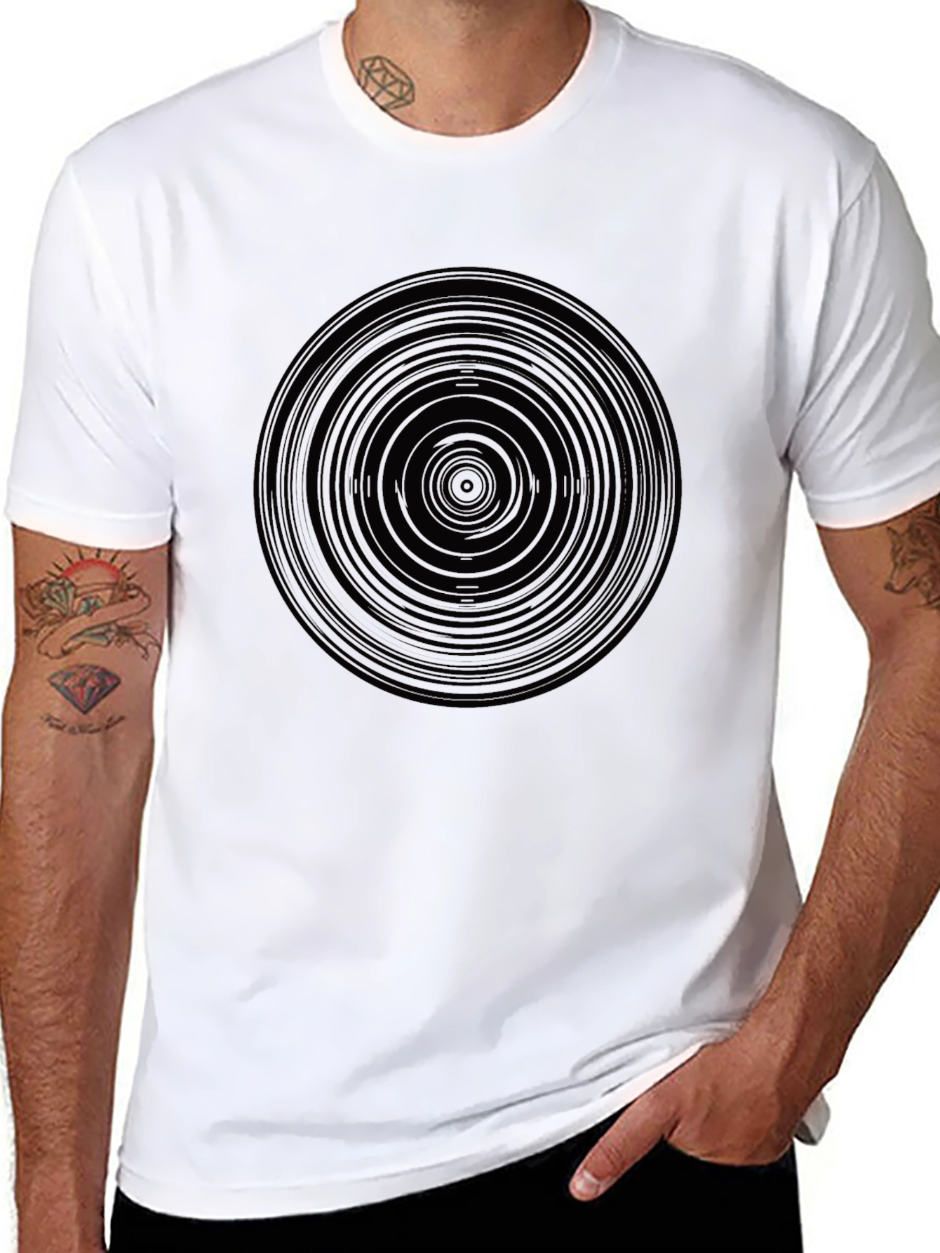 Abstract Circle Graphic Print Mens T-Shirt
