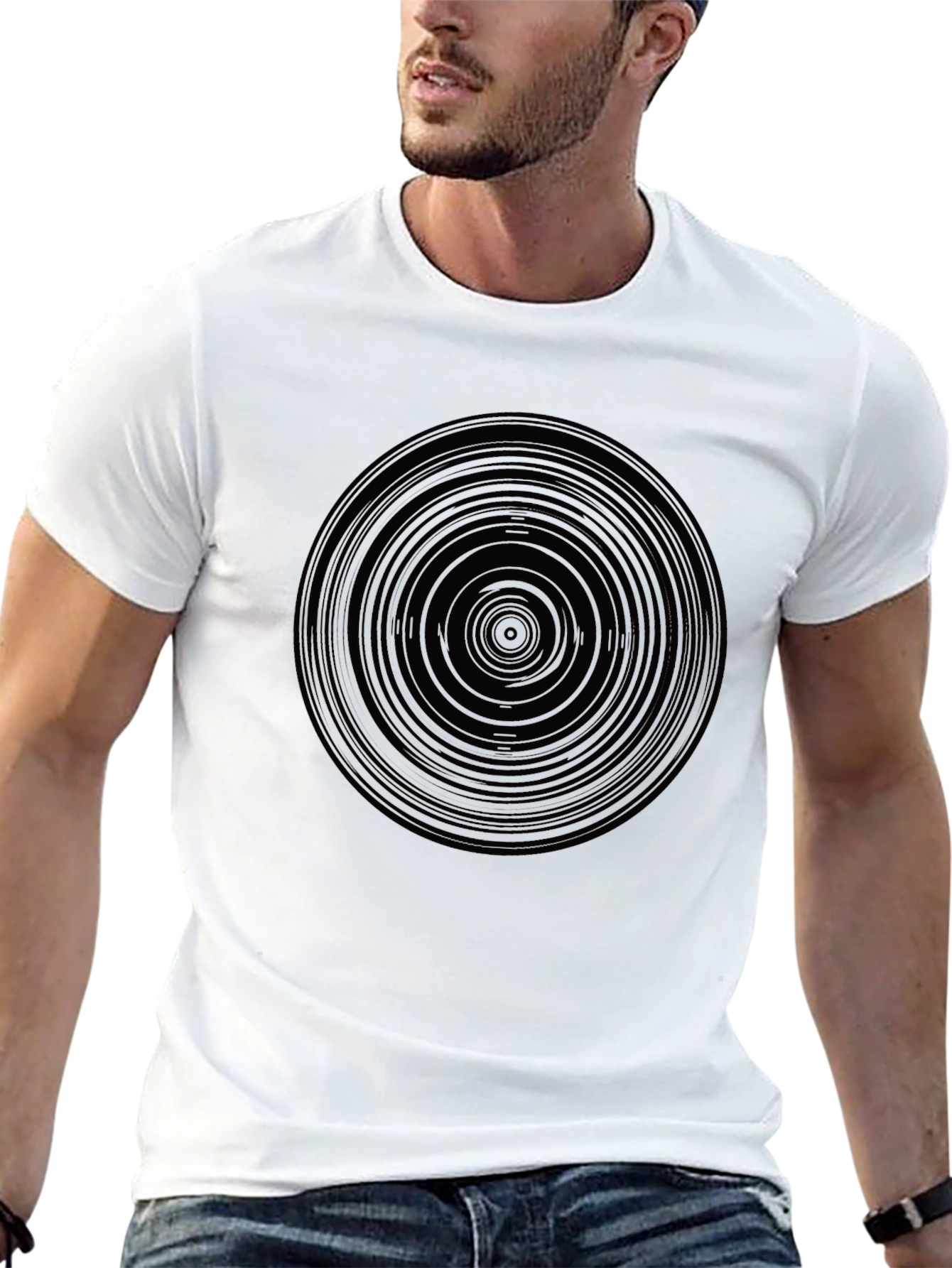 Abstract Circle Graphic Print Mens T-Shirt