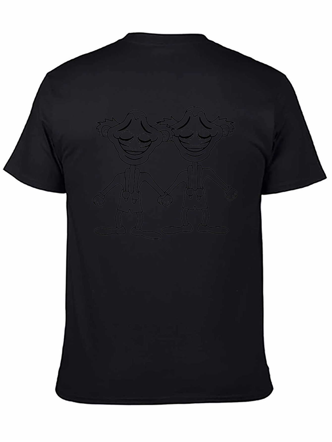 Black T-Shirt with Two Cartoon Figures