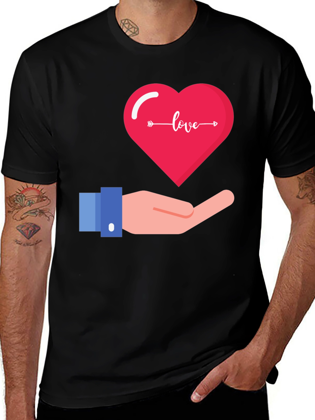 Love Heart in Hand Graphic T-Shirt - Stylish Valentines Day Tee