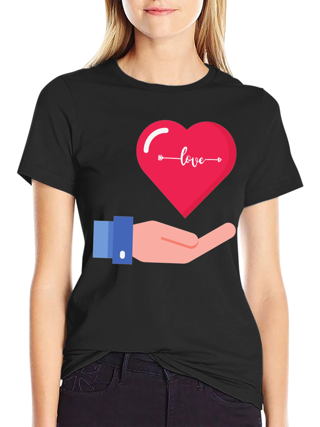 Love Heart in Hand Graphic T-Shirt - Stylish Valentines Day Tee