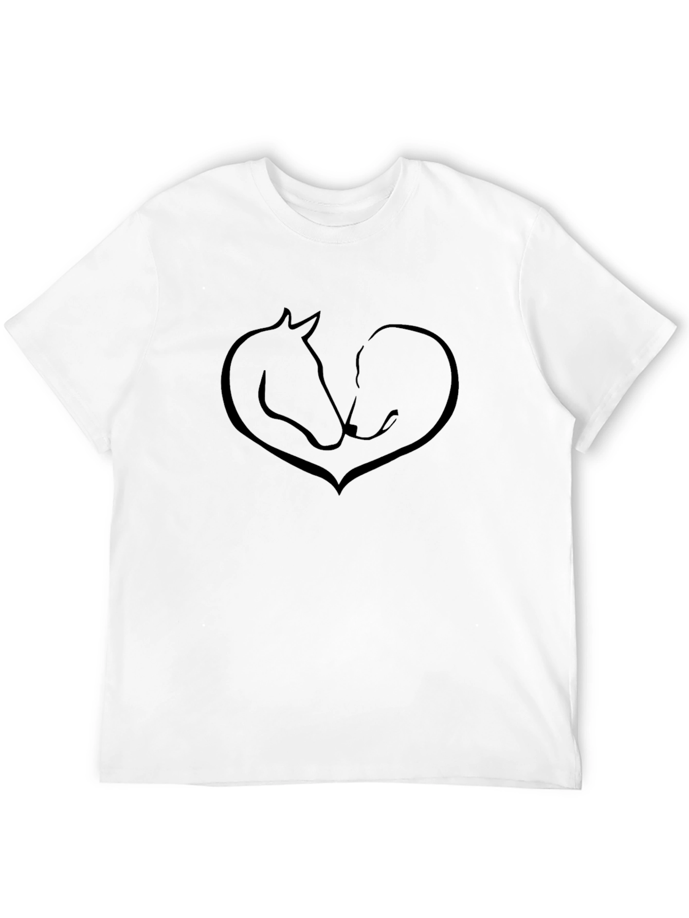 Horse and Dog Love Heart T-Shirt - Black