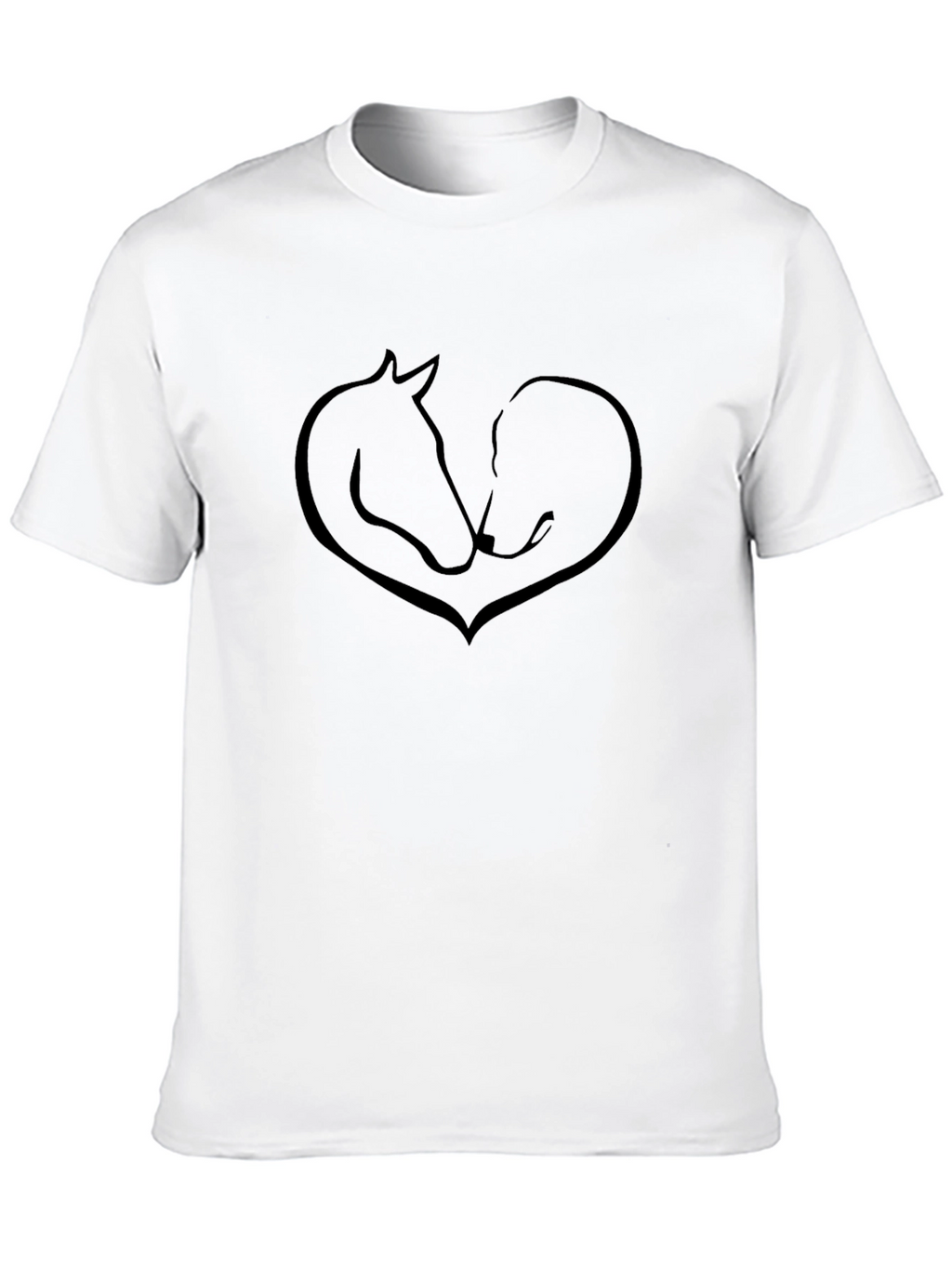 Horse and Dog Love Heart T-Shirt - Black
