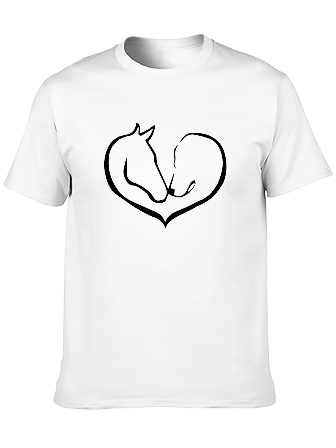 Horse and Dog Love Heart T-Shirt - Black
