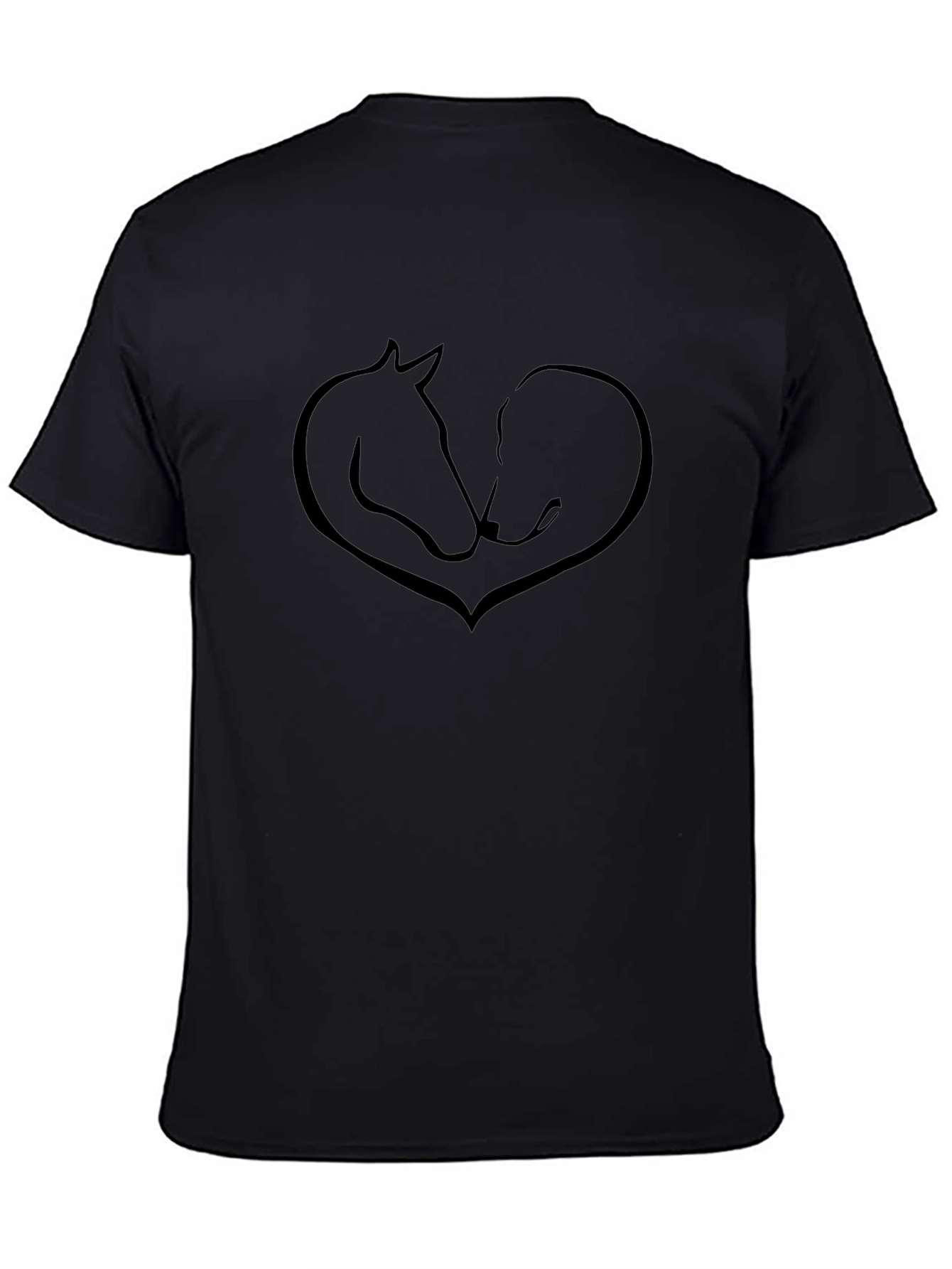 Horse and Dog Love Heart T-Shirt - Black