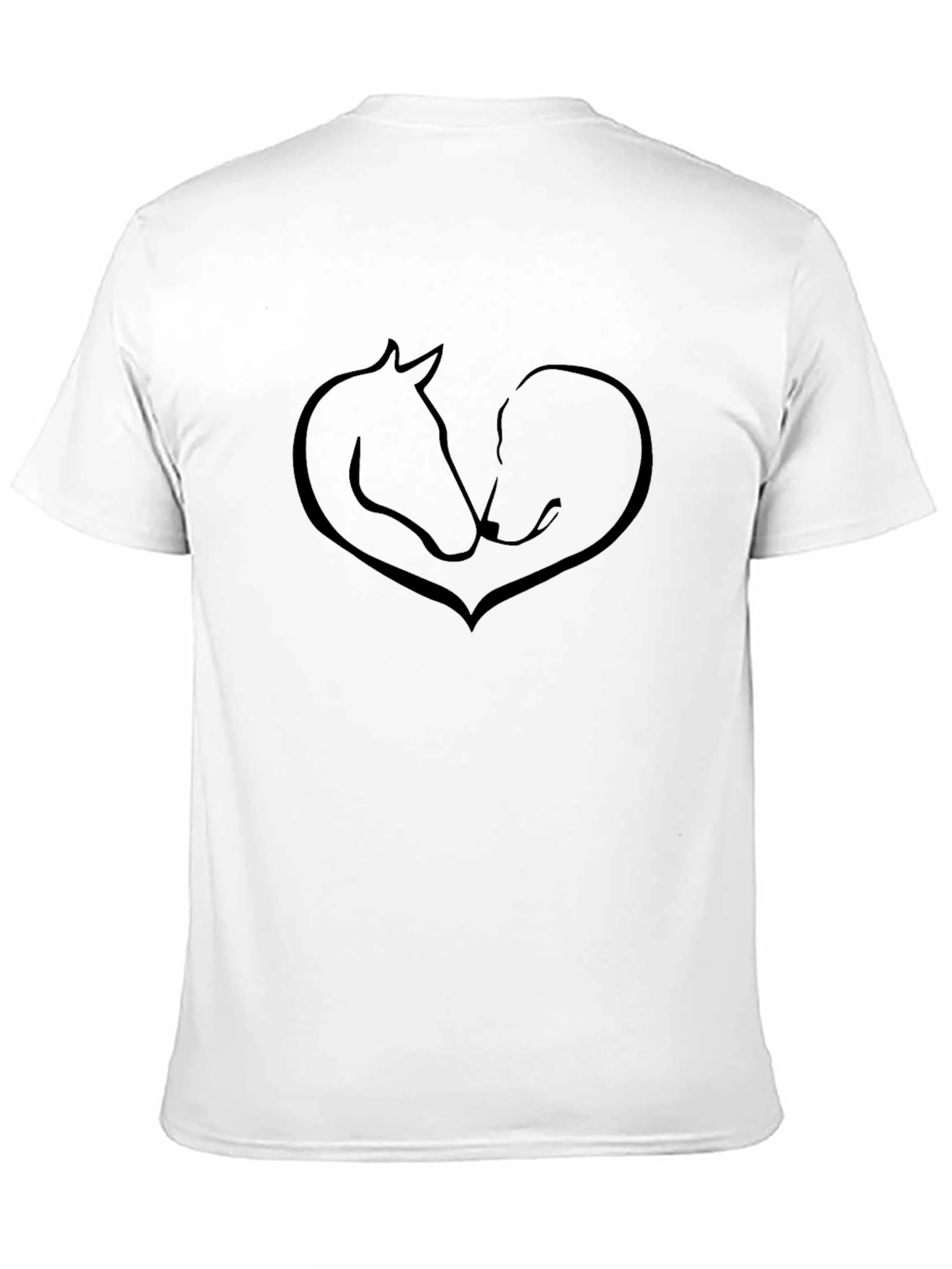 Horse and Dog Love Heart T-Shirt - Black