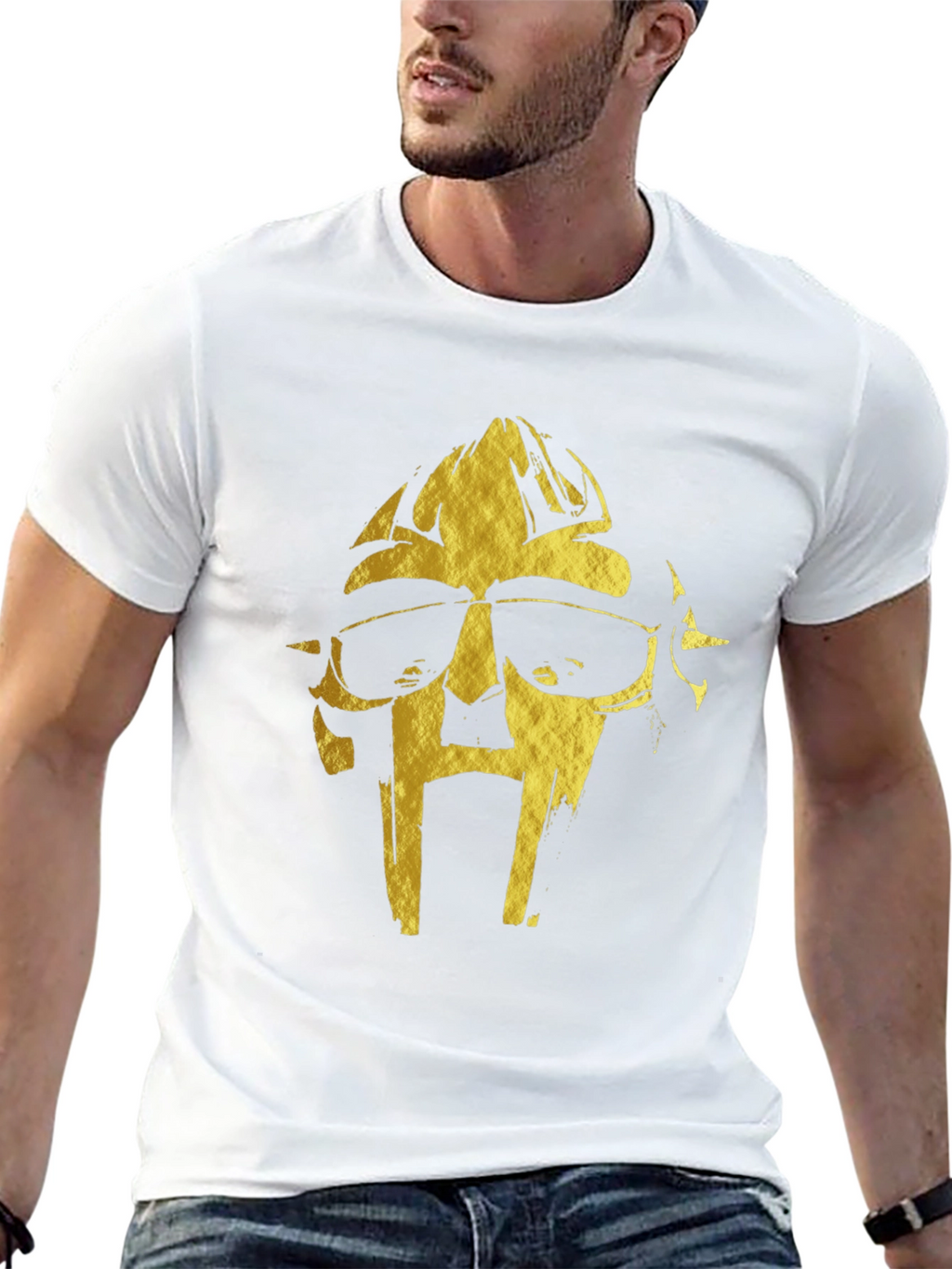 MF DOOM Gold Graphic Black T-Shirt