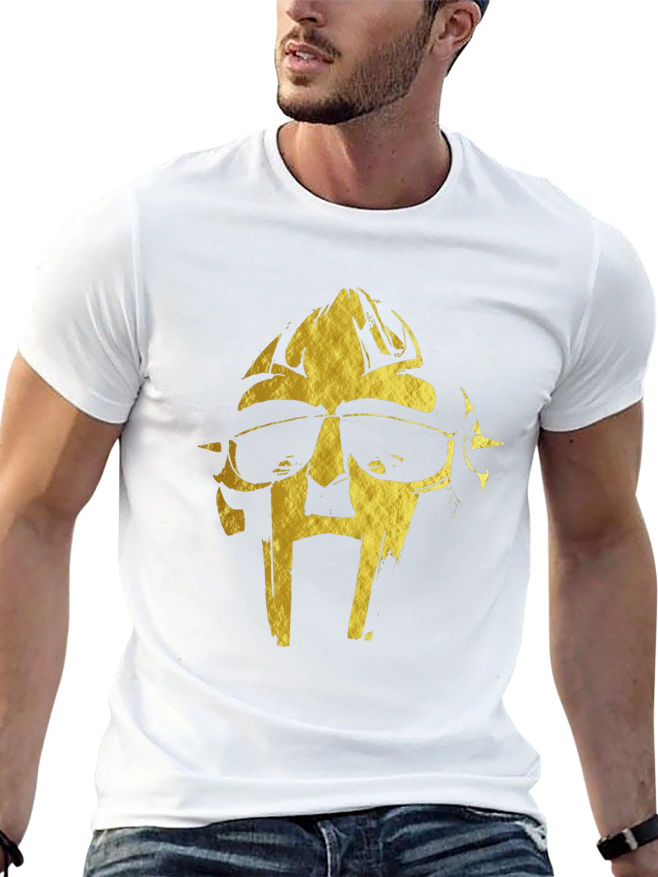 MF DOOM Gold Graphic Black T-Shirt