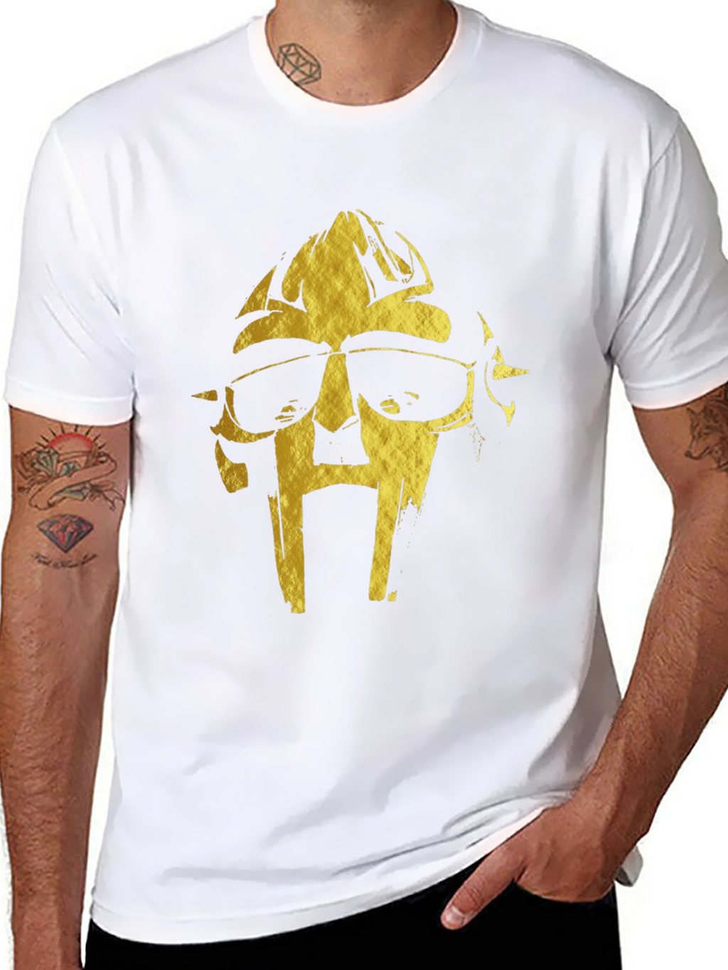 MF DOOM Gold Graphic Black T-Shirt