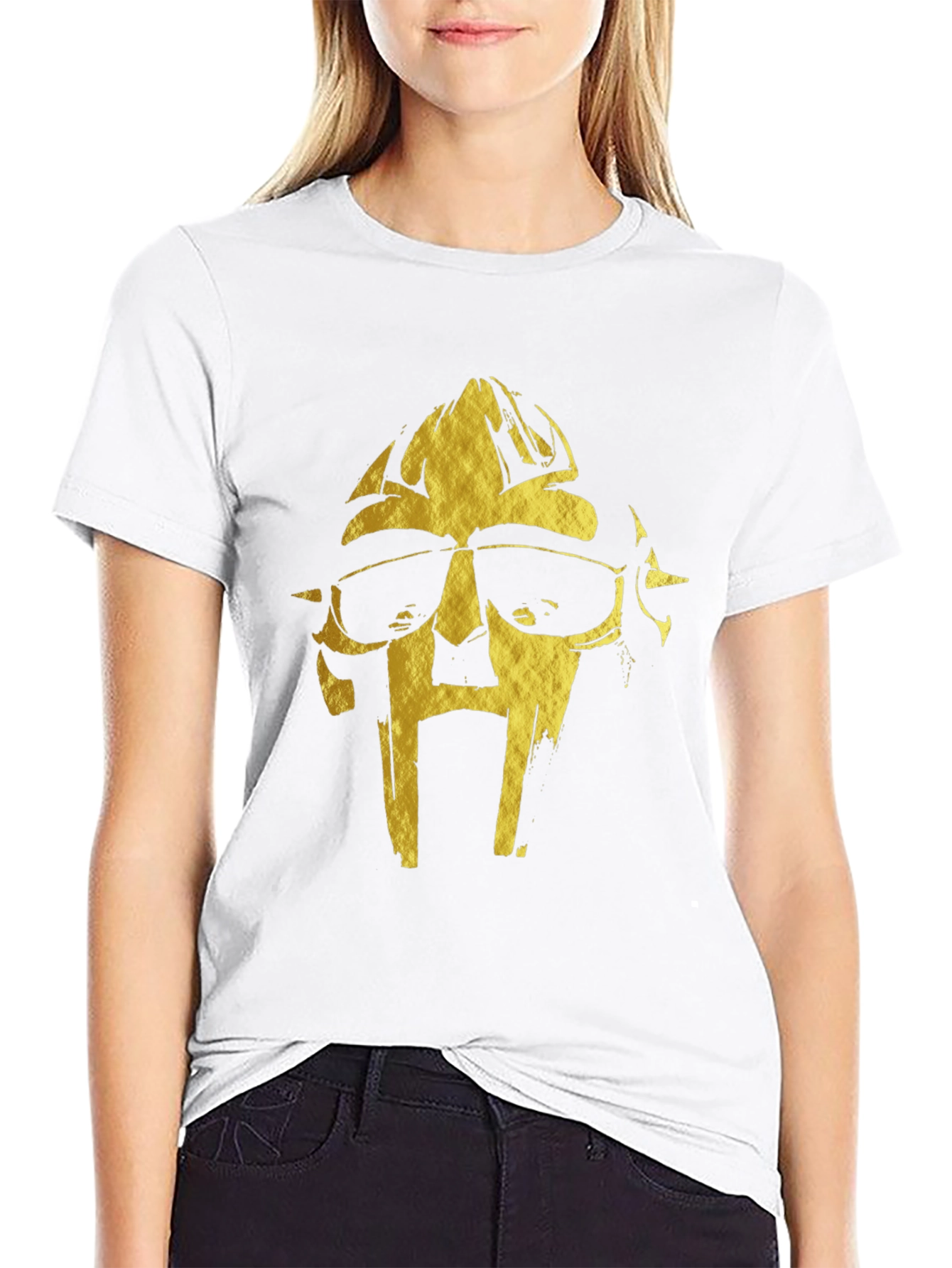 MF DOOM Gold Graphic Black T-Shirt