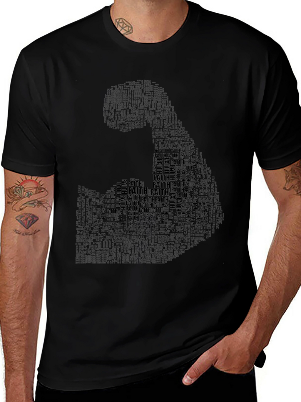 Faith Typography Graphic Black T-Shirt