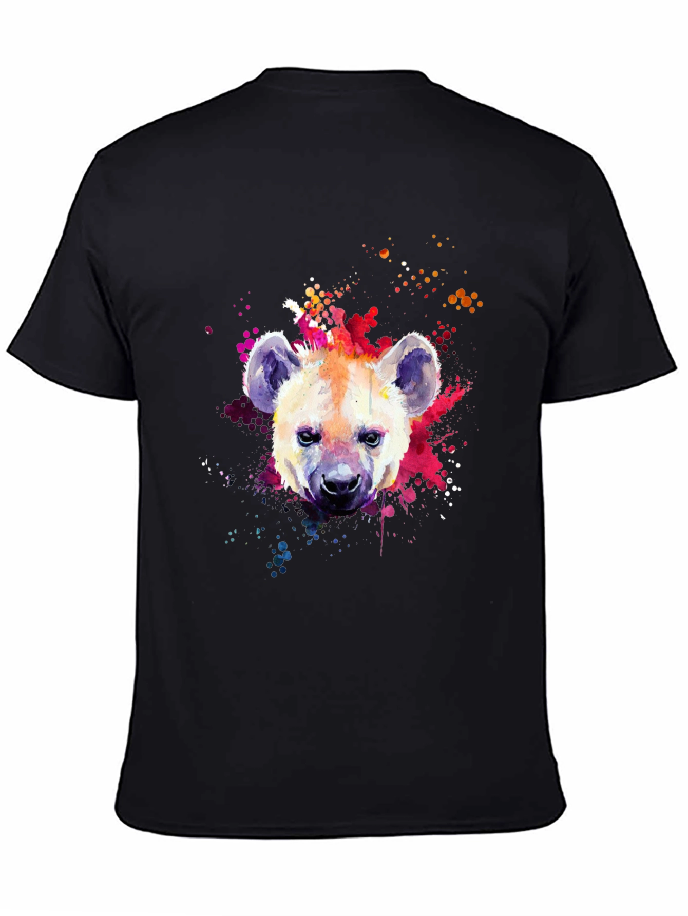 Hyena Watercolor Graphic Print Black T-Shirt