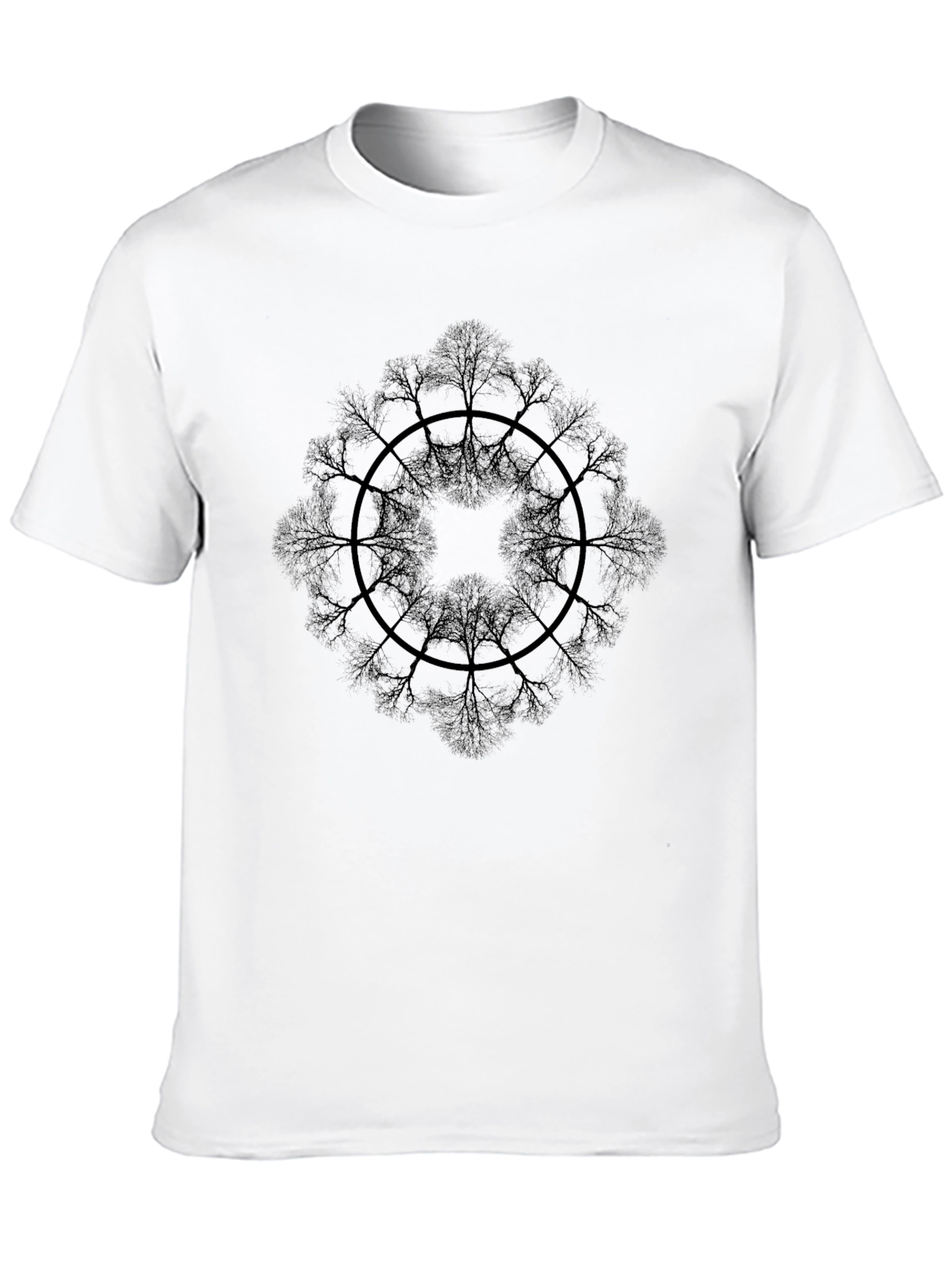 Black T-Shirt with Tree Mandala Design