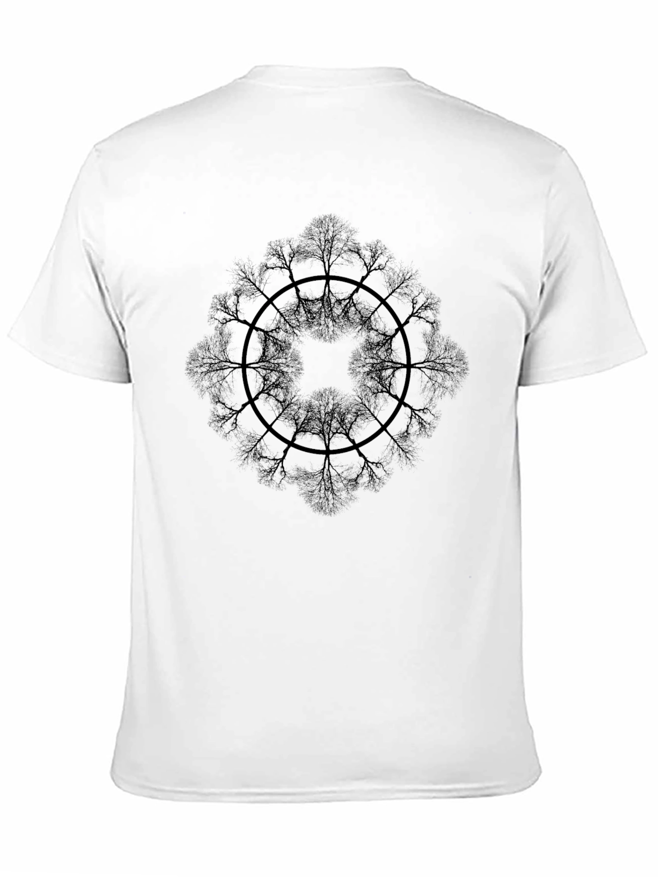 Black T-Shirt with Tree Mandala Design