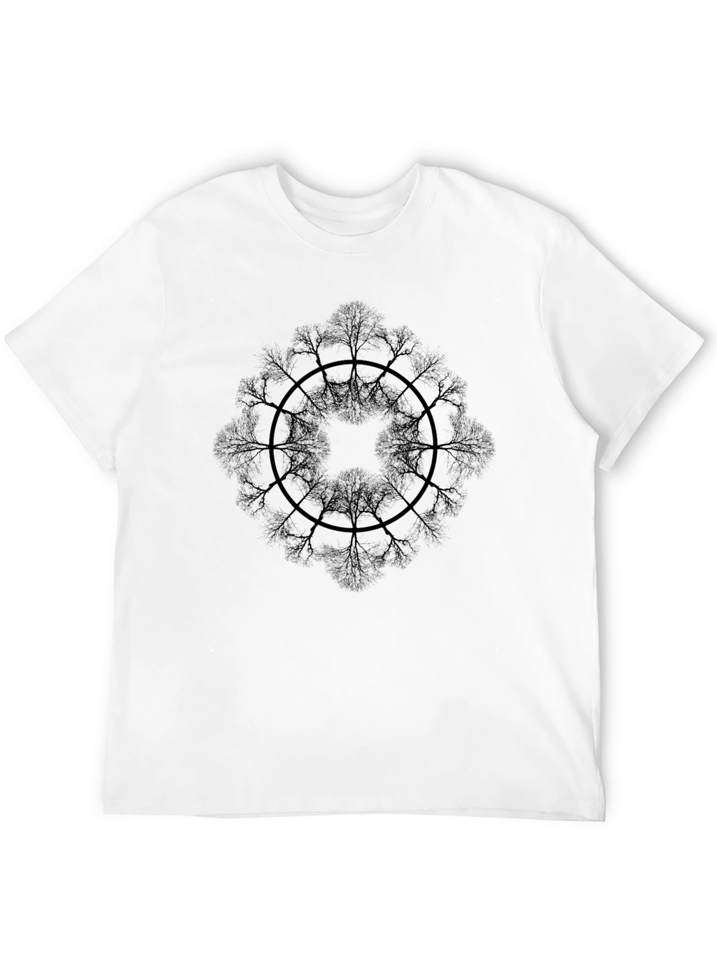 Black T-Shirt with Tree Mandala Design