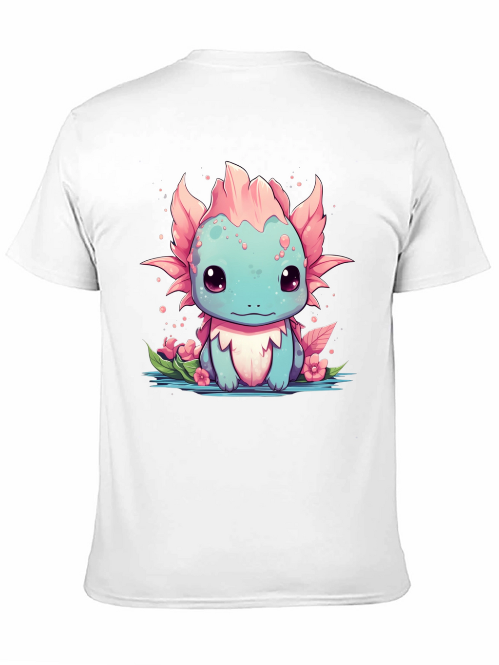 Axolotl Cartoon Graphic T-Shirt - Mens Black Tee