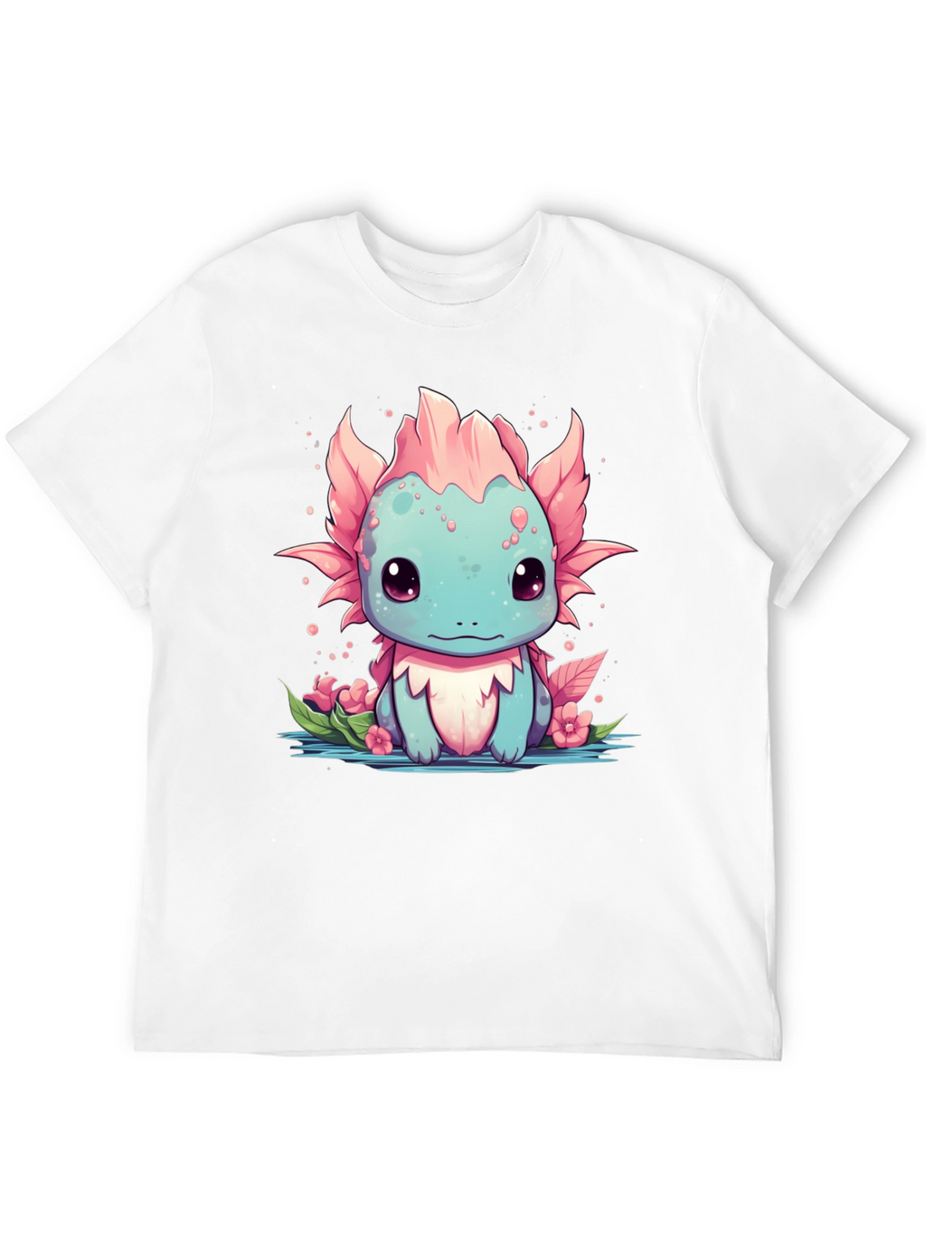 Axolotl Cartoon Graphic T-Shirt - Mens Black Tee