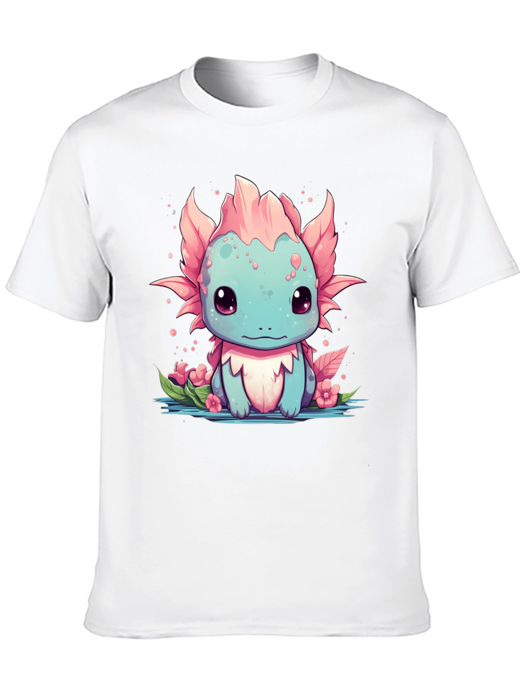 Axolotl Cartoon Graphic T-Shirt - Mens Black Tee