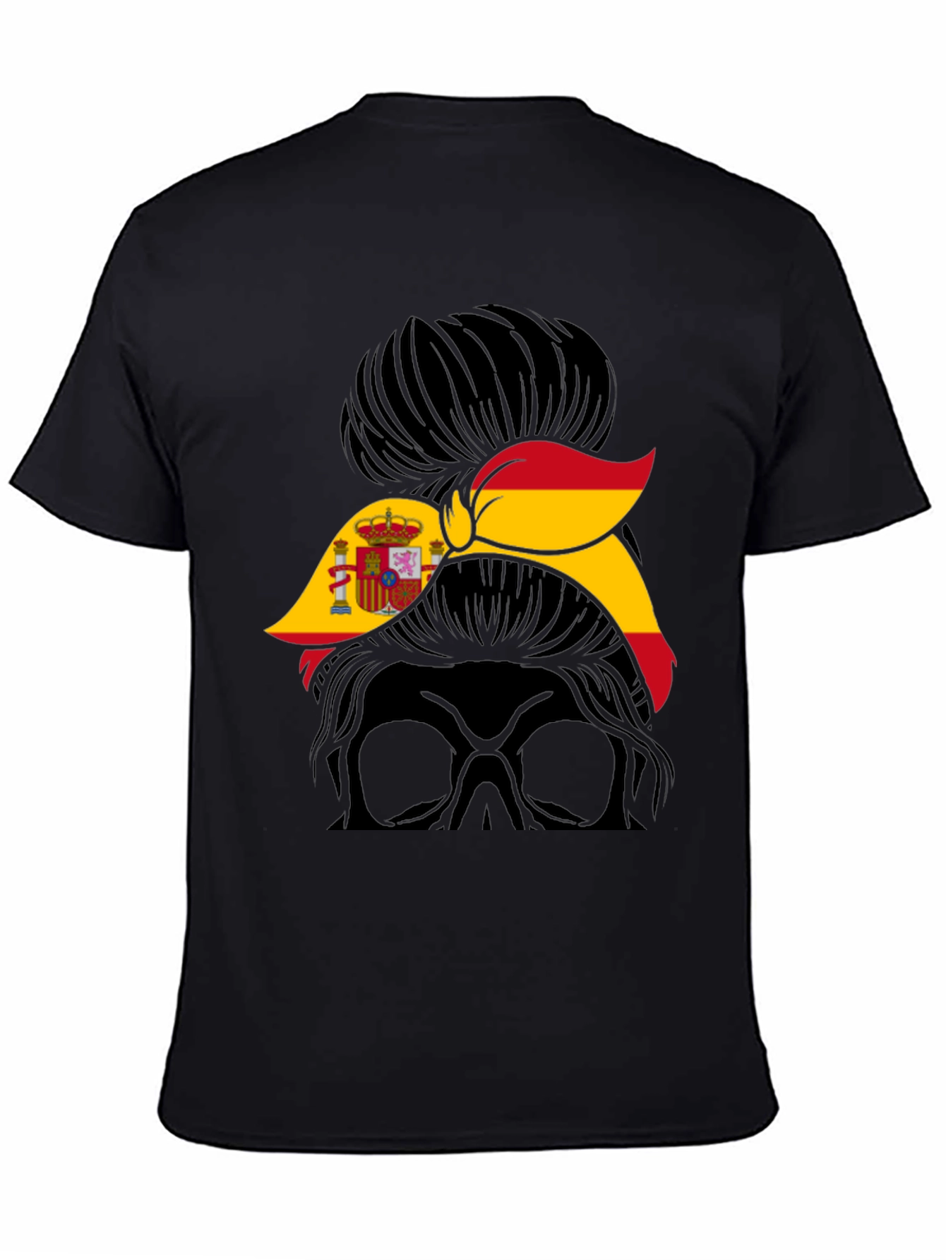 Spain Flag Messy Bun T-Shirt - Spanish Pride