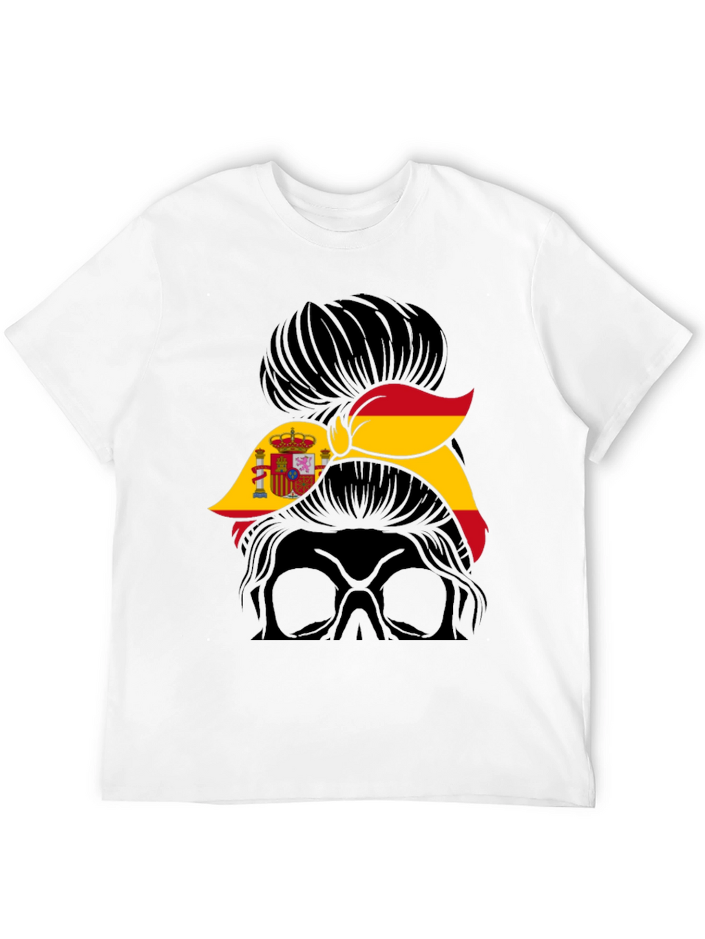 Spain Flag Messy Bun T-Shirt - Spanish Pride
