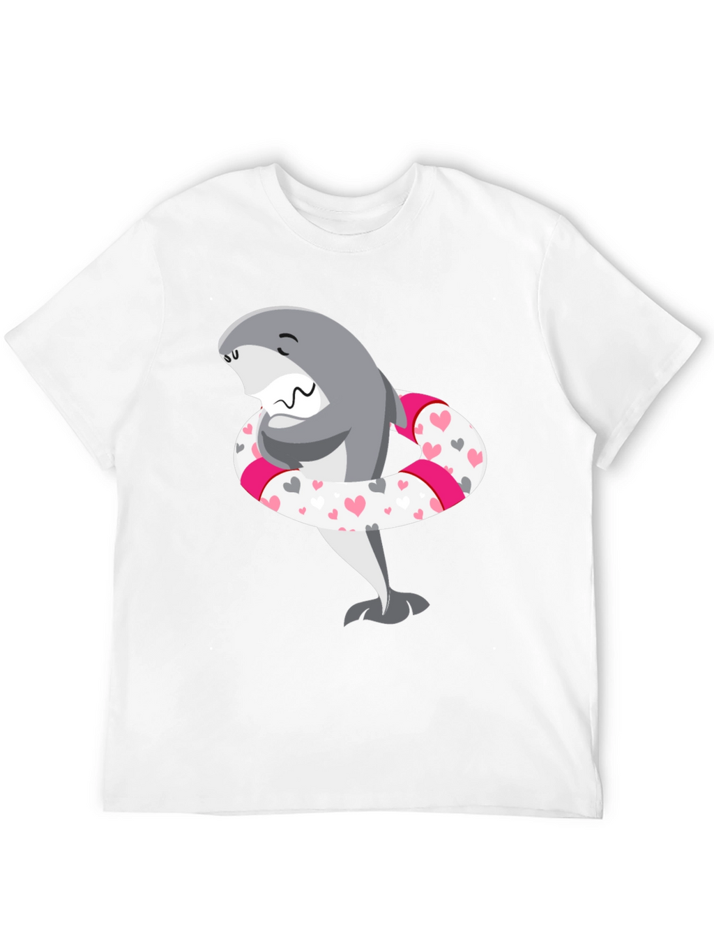 Shark in Heart Tube Mens Black T-Shirt
