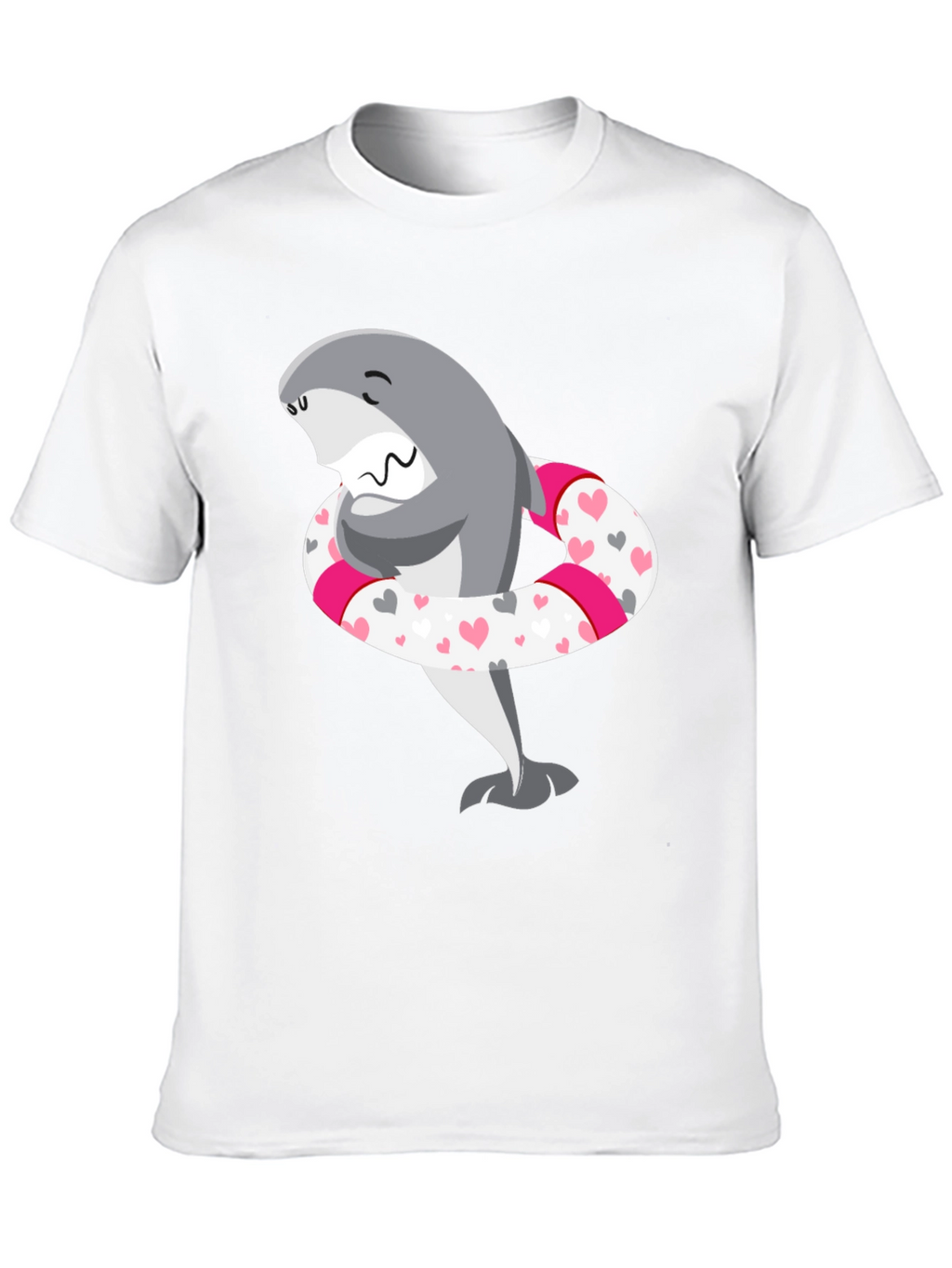 Shark in Heart Tube Mens Black T-Shirt